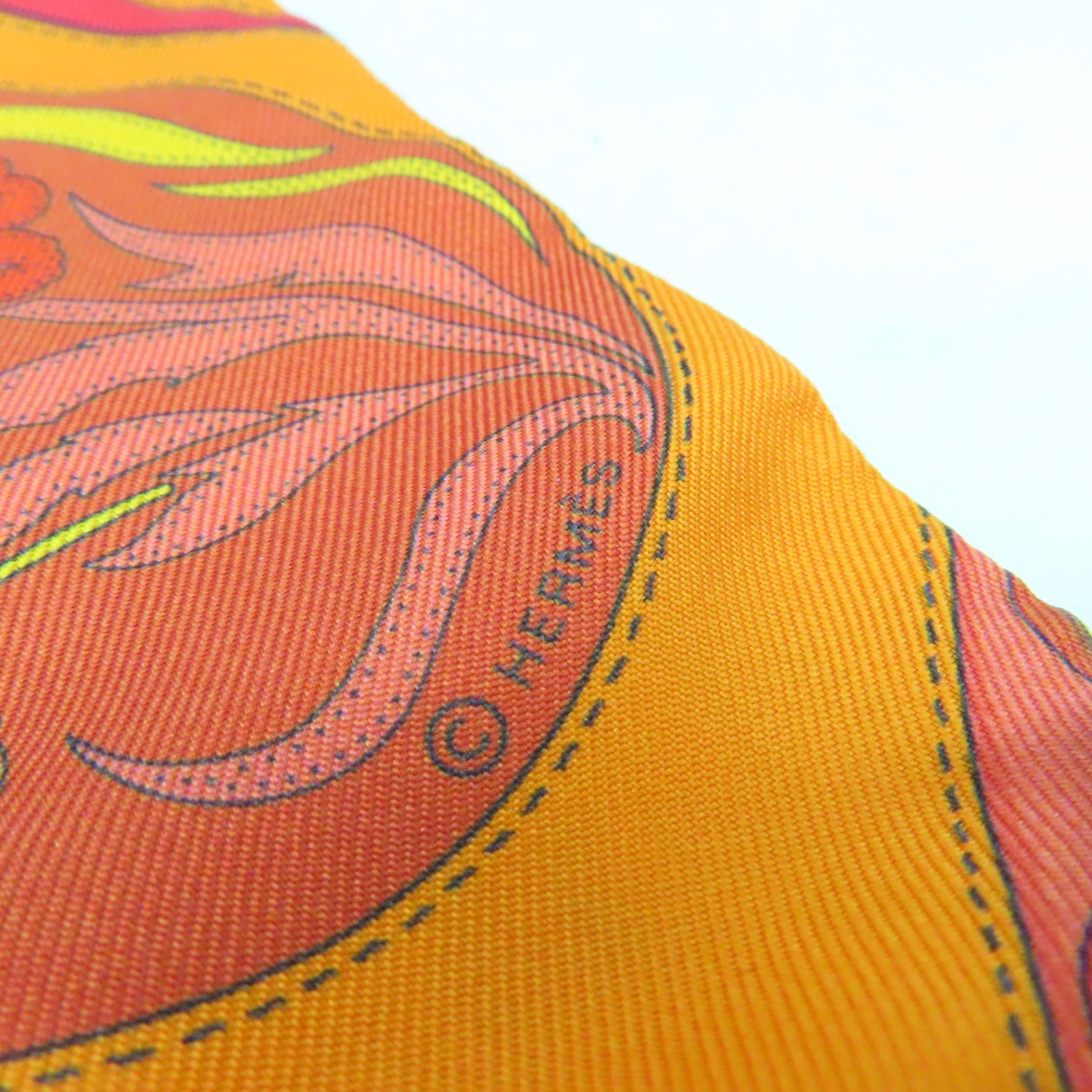 HERMES 【激減優惠】絲質Twilly Scarf絲巾橙色/彩色