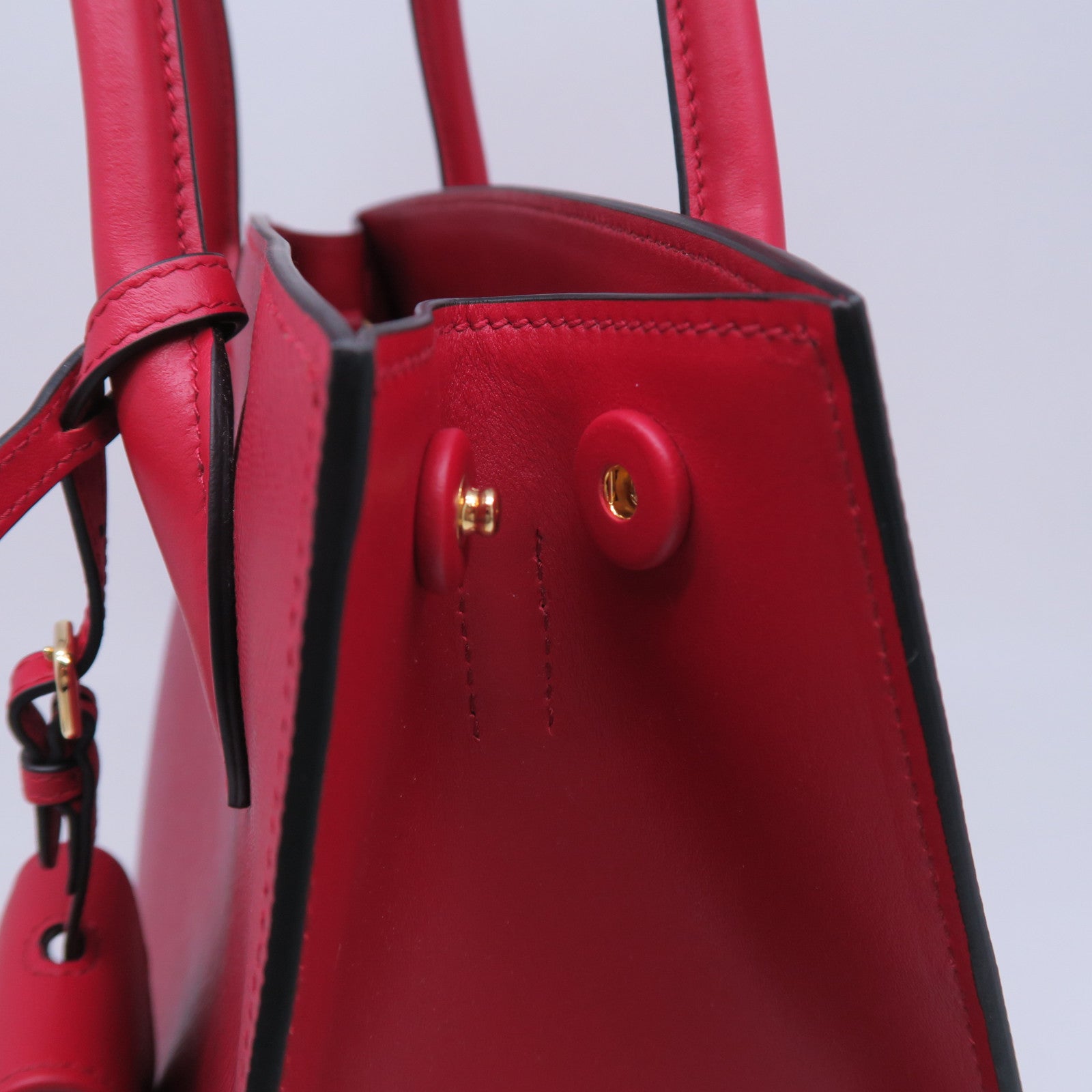 PRADA 牛皮皮革Monochome 2 Way Bag金扣手挽肩背兩用袋紅色