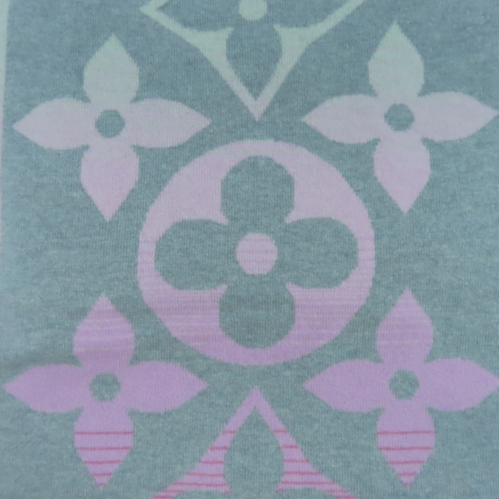LOUIS VUITTON 羊絨Scarf圍巾灰色/粉紅色