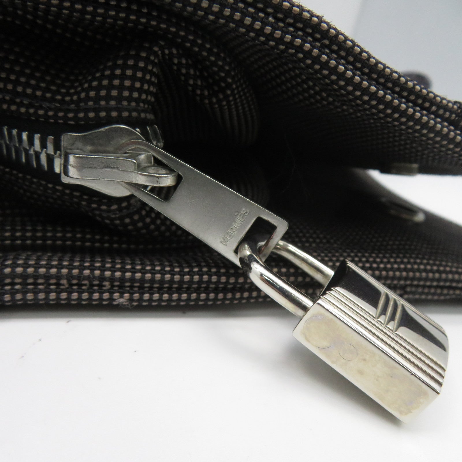 HERMES 帆布Herline Tote銀扣手挽袋啡色