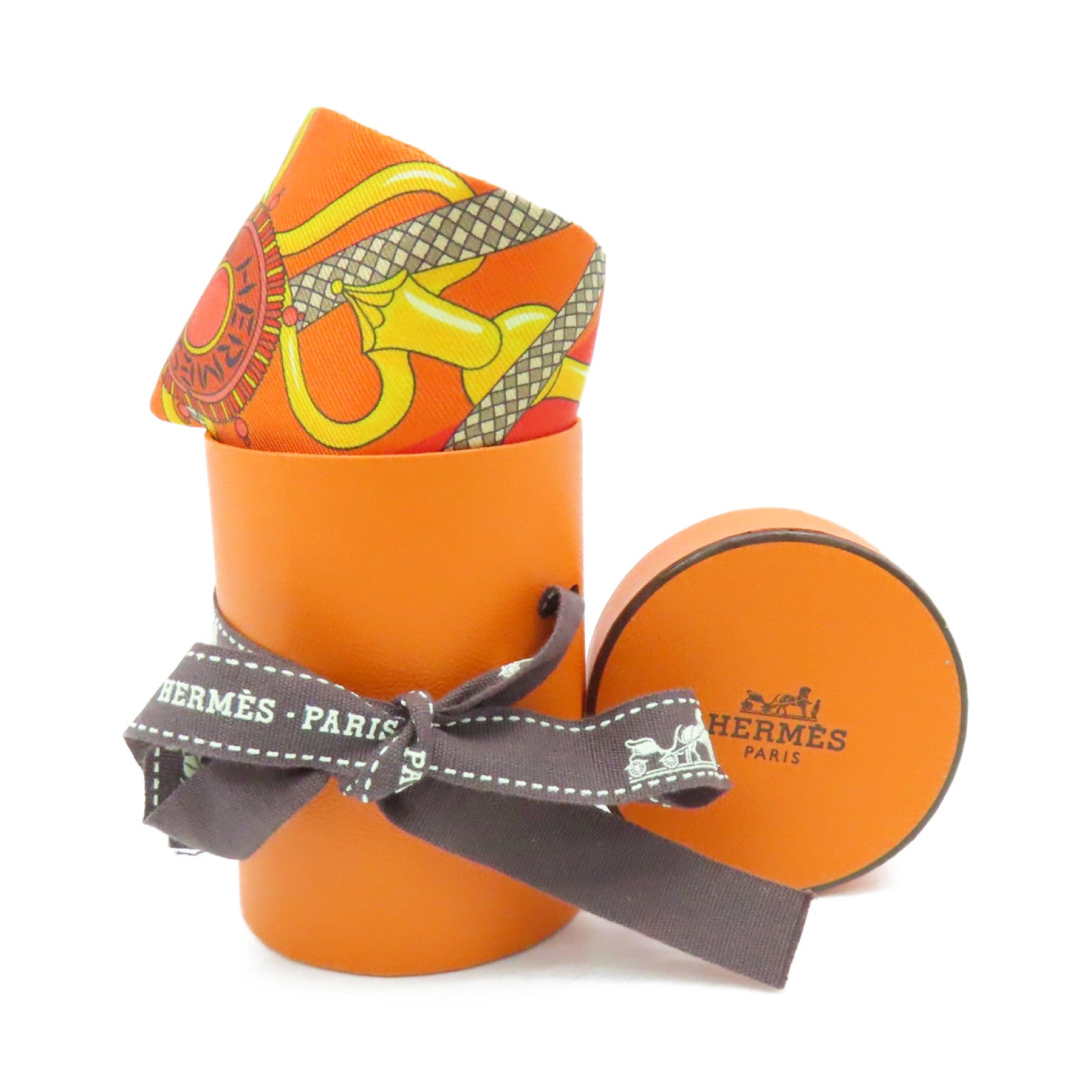HERMES 【激減優惠】絲質Twilly Scarf絲巾橙色/彩色