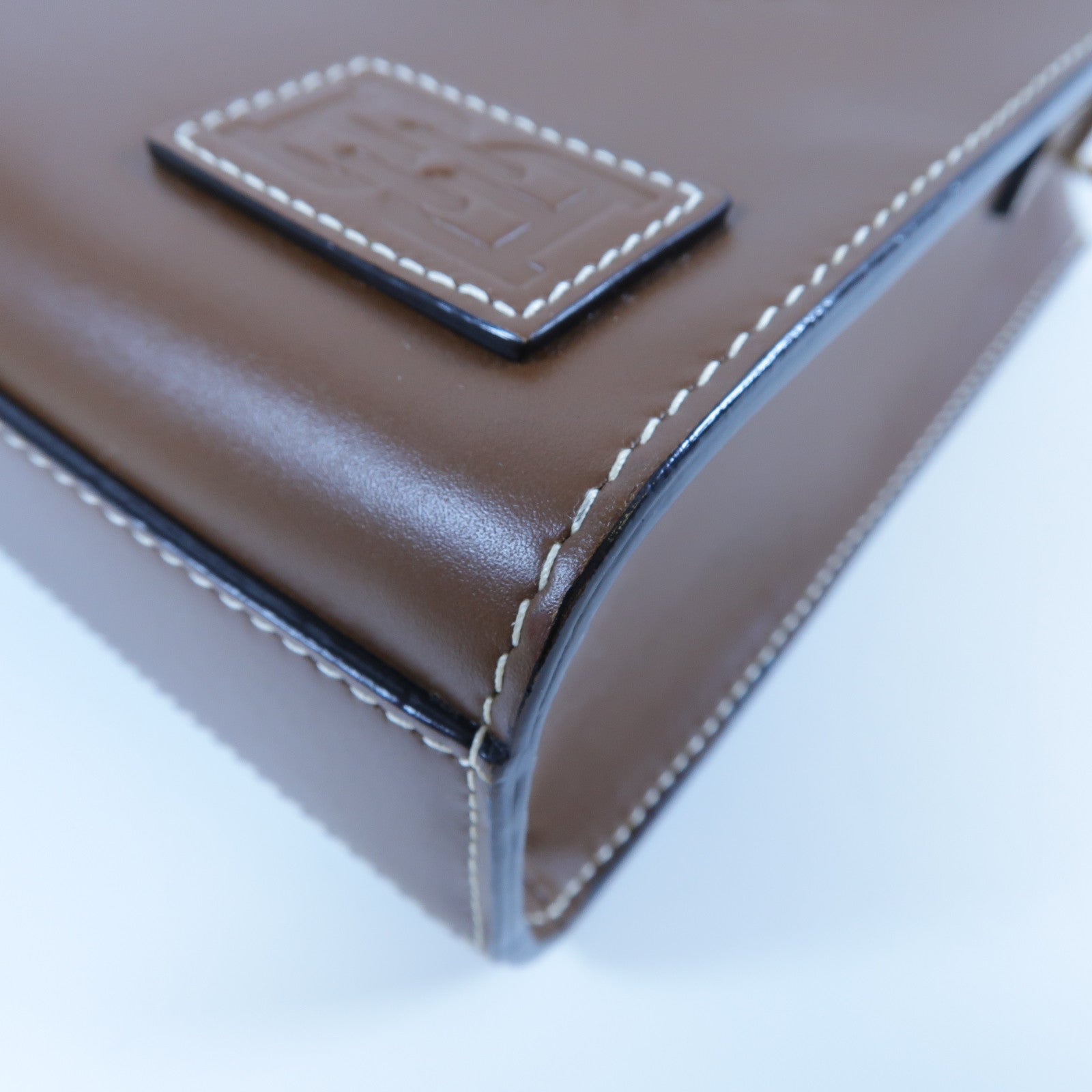 BALLY 牛皮皮革Mini Tote Bag金扣手挽肩背兩用袋啡色