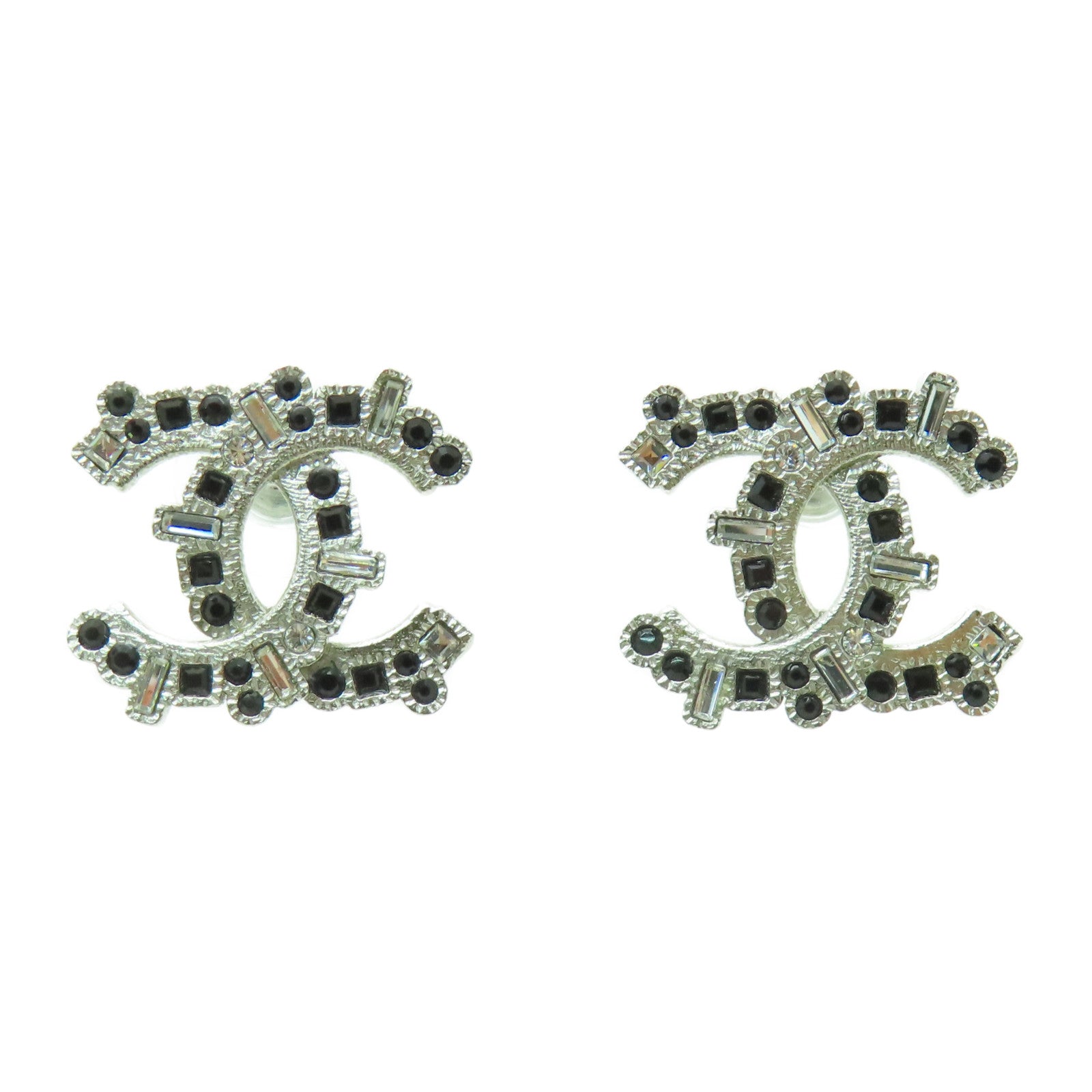 CHANEL 金屬Earrings耳環銀色/黑色