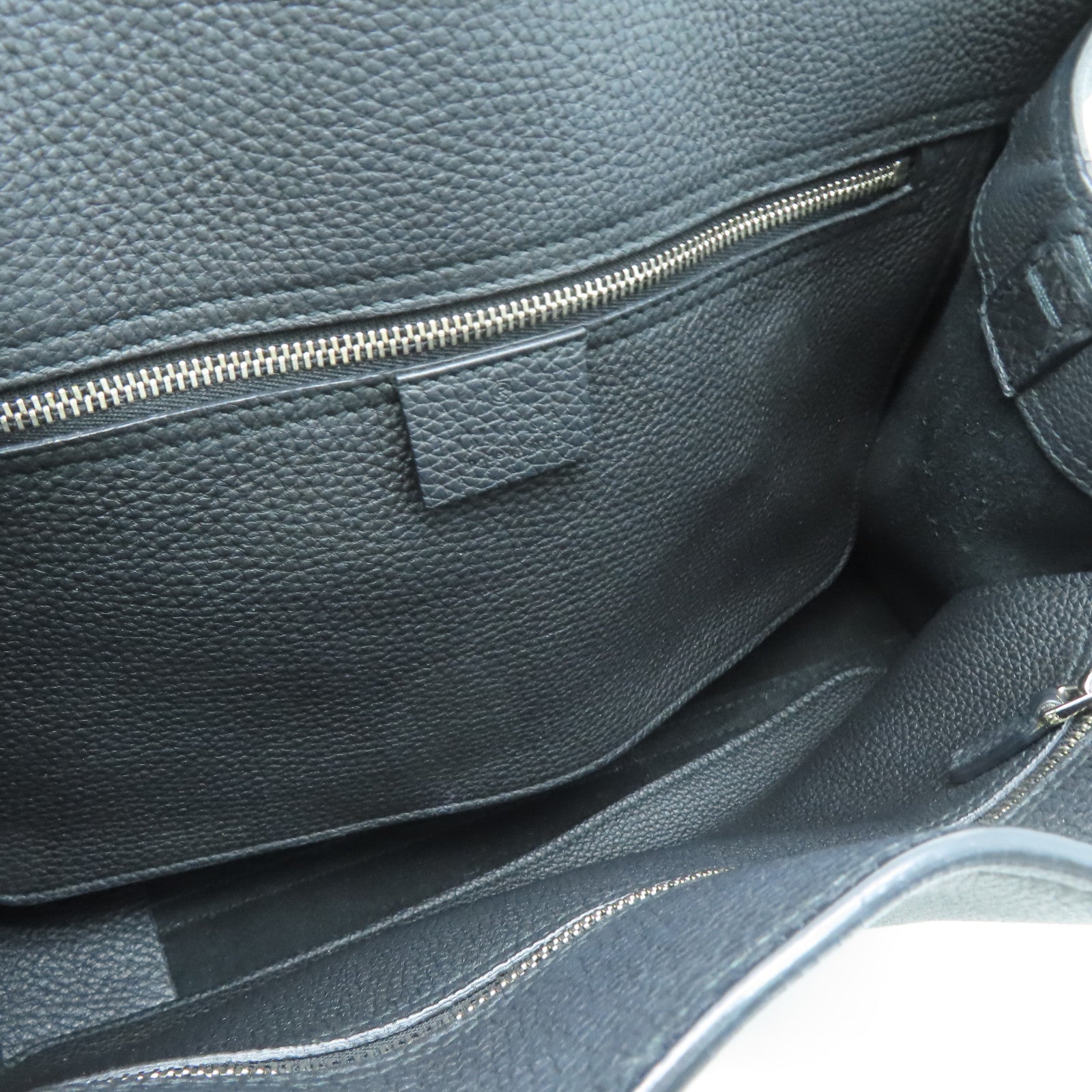 GUCCI cowhide leather 2 Way Shoulder silver buckle handle shoulder bag black