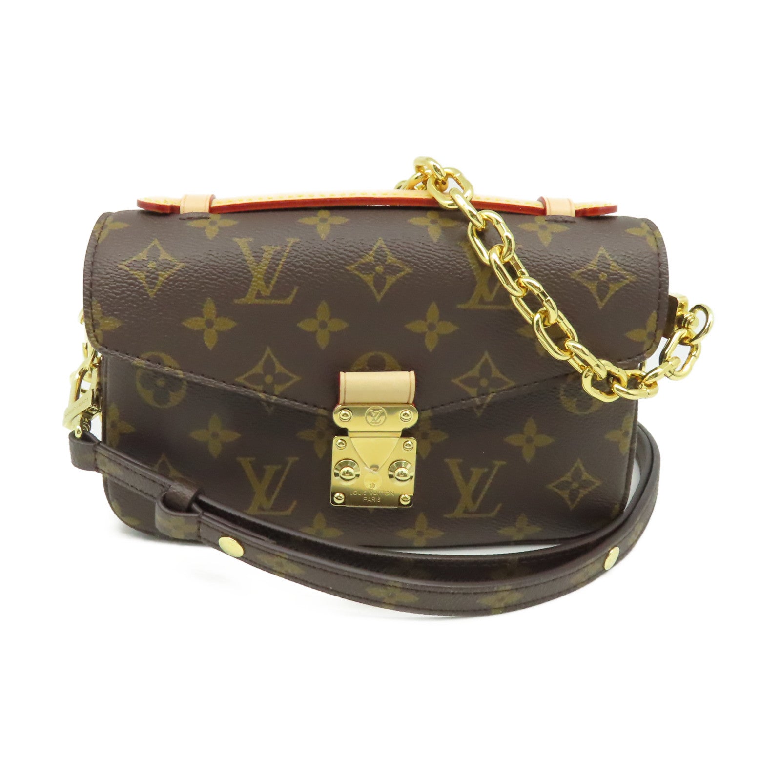 LOUIS VUITTON Monogram Pochette Metis East West 2Way Shoulder Bag金扣手挽肩背兩用袋啡色