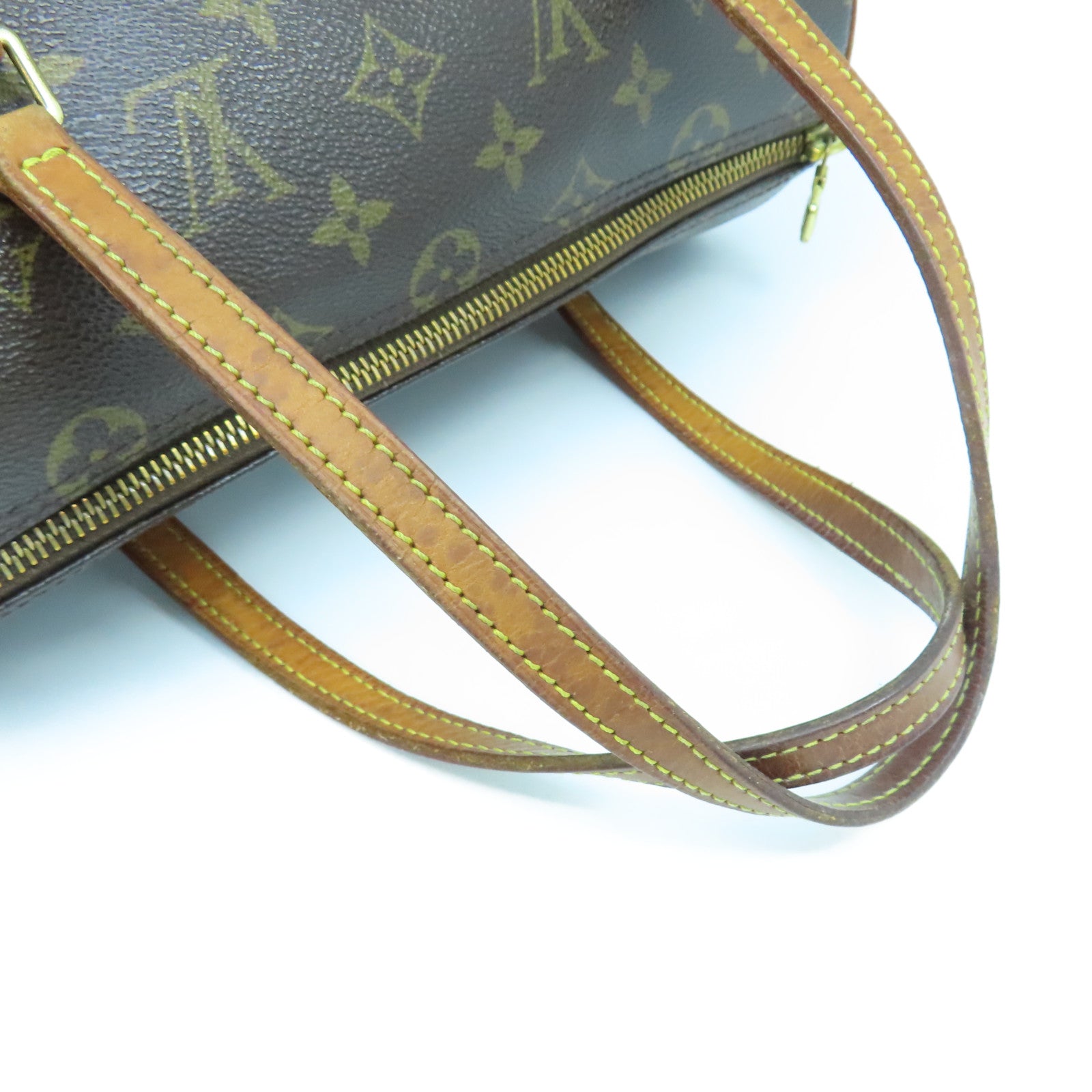 LOUIS VUITTON Monogram Papillon PM金扣肩背袋棕色