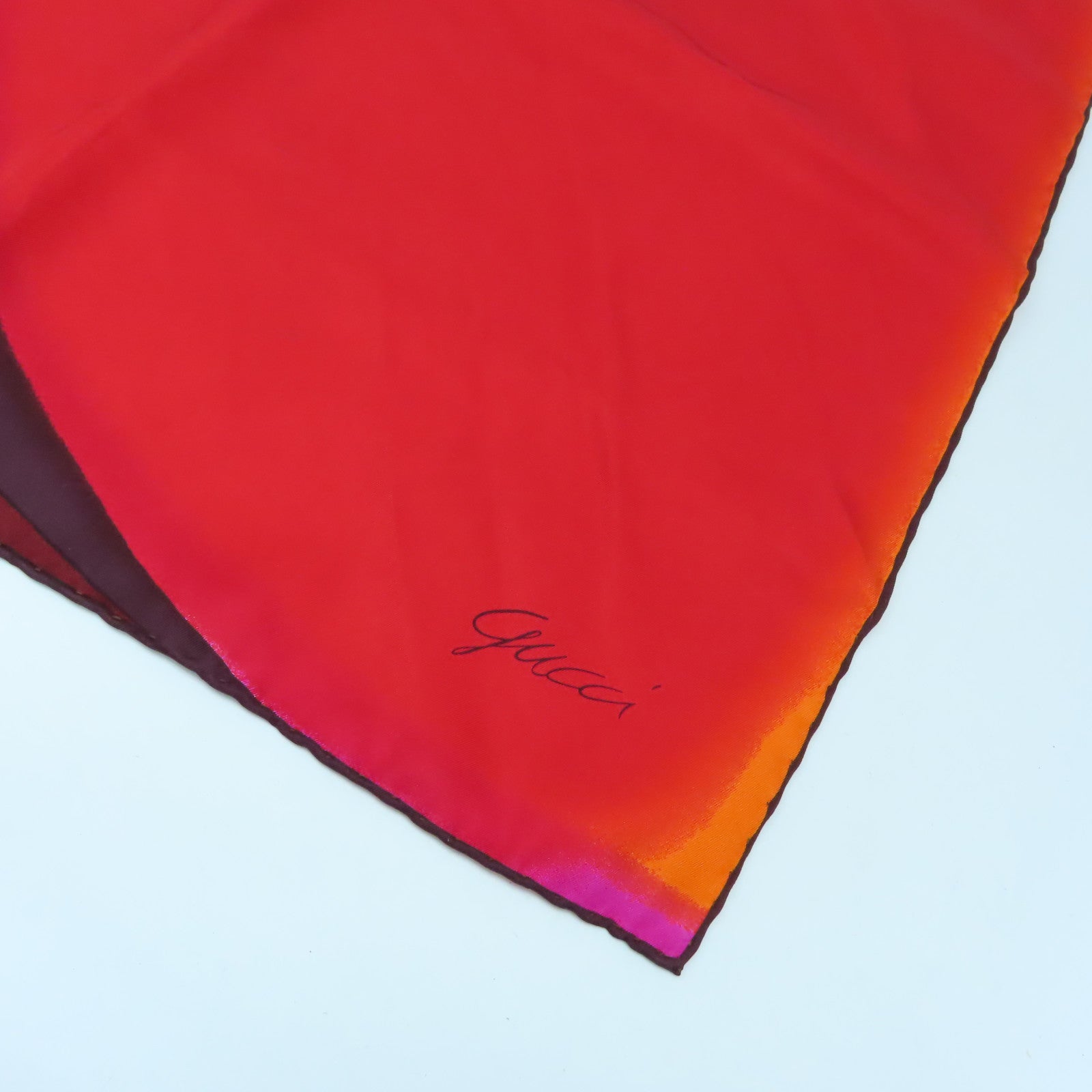 GUCCI 絲質Scarf 45x45絲巾紅色/橙色/啡色