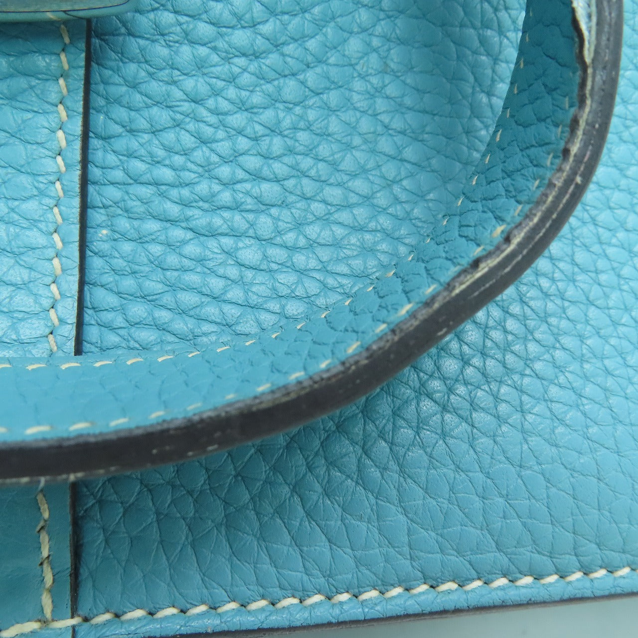 HERMES [Sharp Discount] Clemence Leather Halzan 31 Silver Buckle Handle Shoulder Back Dual-purpose Bag Blue Atoll/Blue