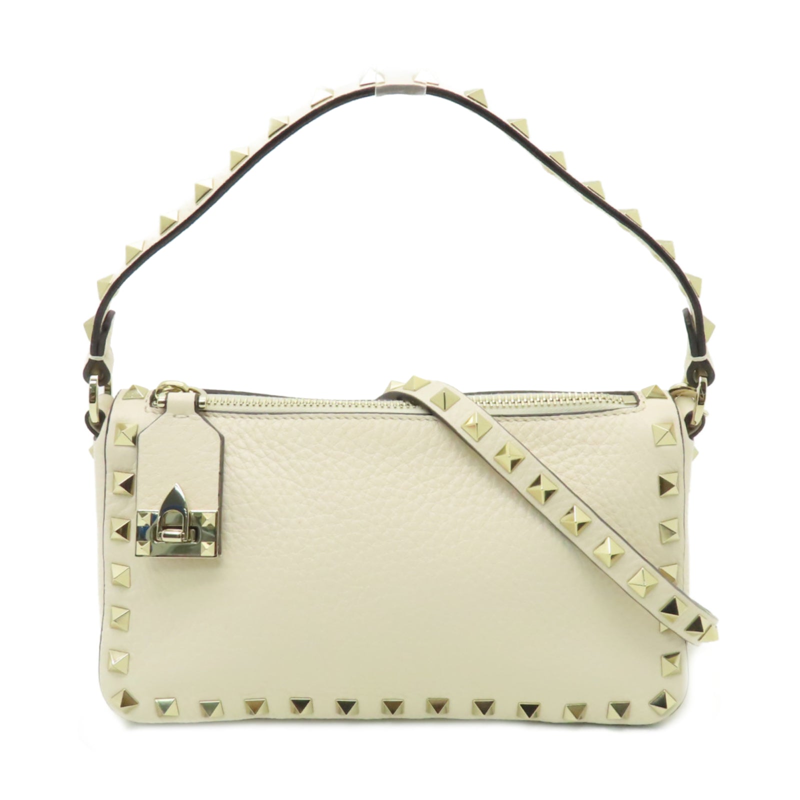 Valentino 皮革2way Shoulder Bag金扣手挽肩背兩用袋白色