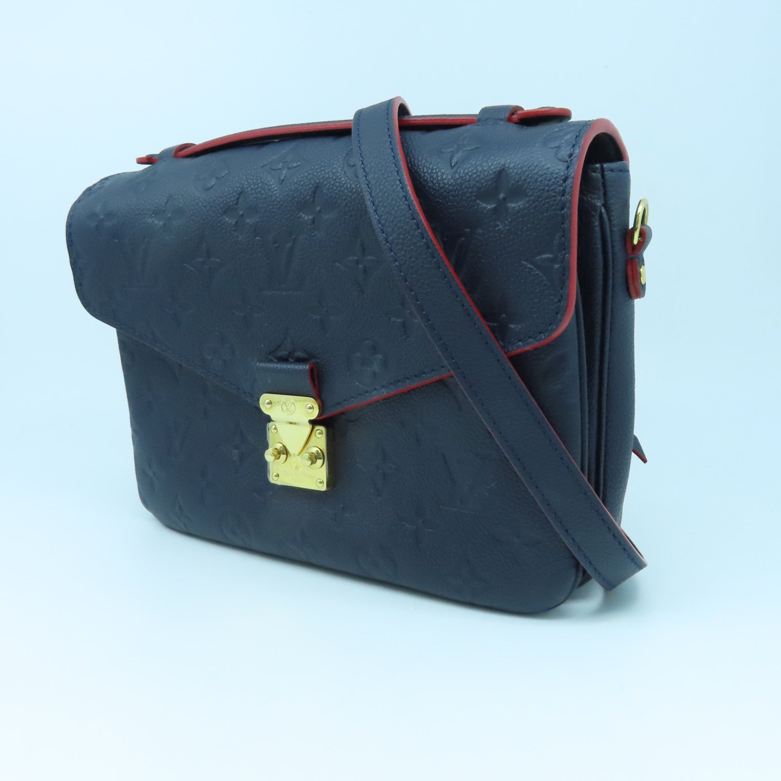 LOUIS VUITTON Mono-Empreinte Pochette Metis Gold Buckle Shoulder Bag Blue