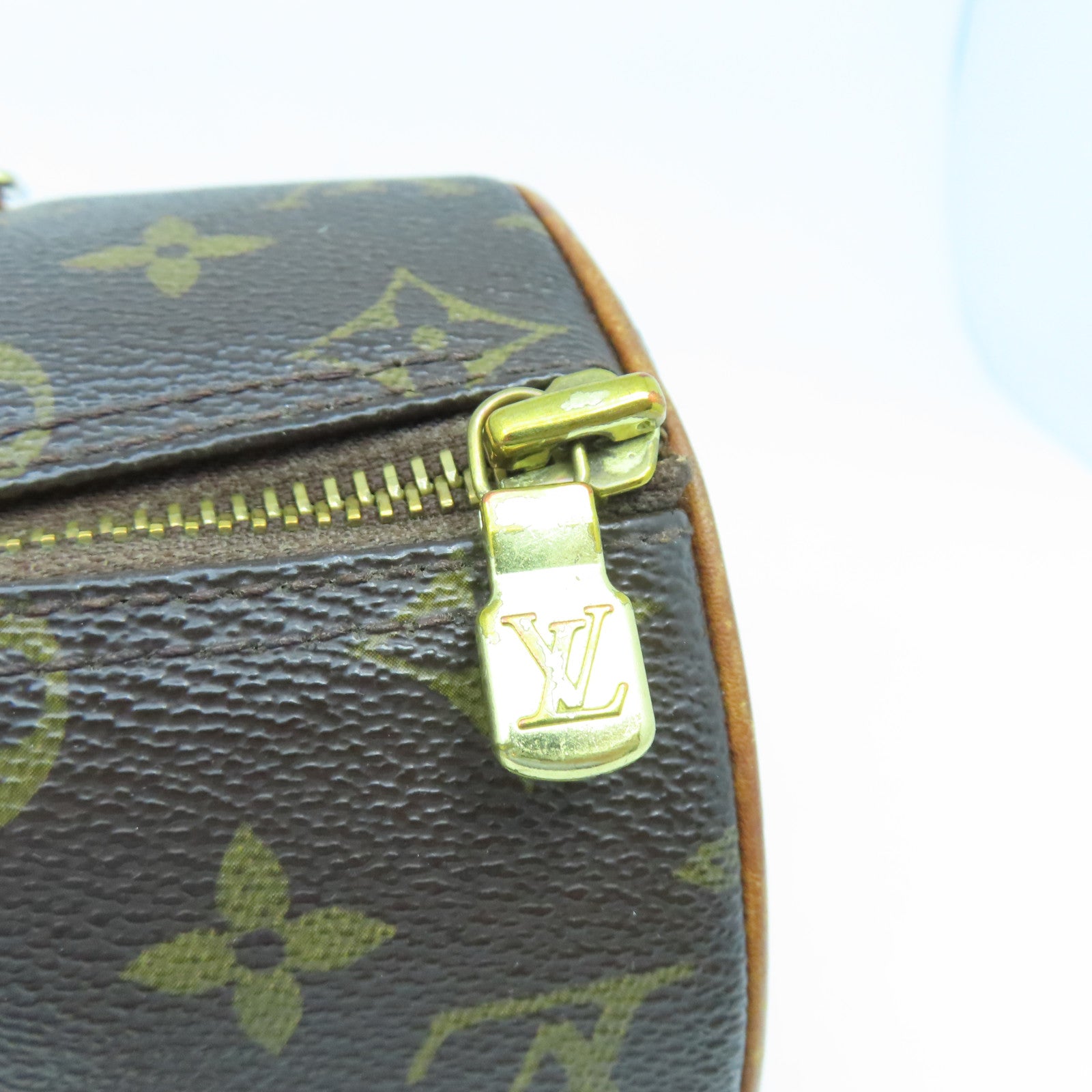 LOUIS VUITTON Monogram Papillon PM金扣肩背袋棕色