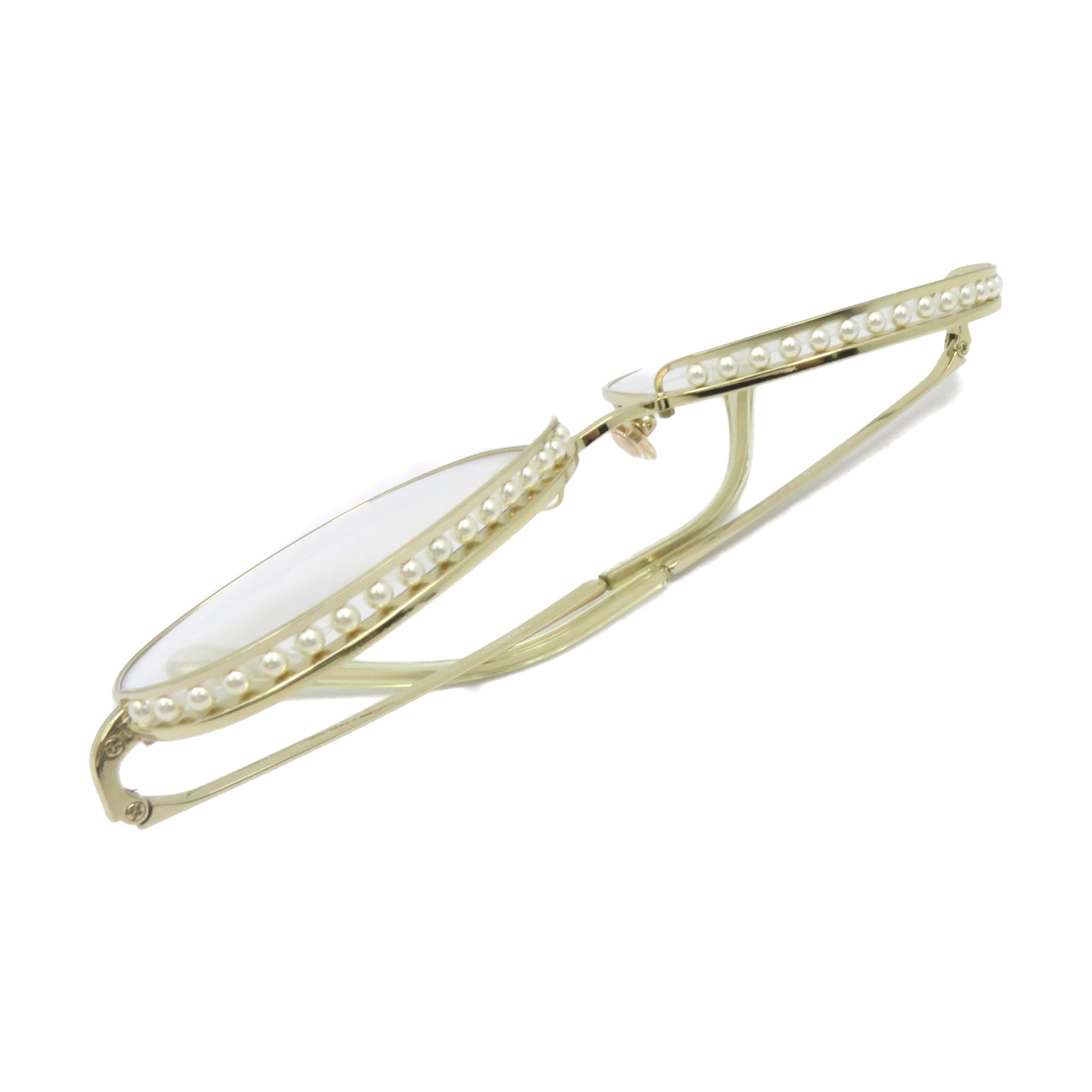 CHANEL 金屬/仿珍珠Sunglasses太陽眼鏡金色/珍珠色