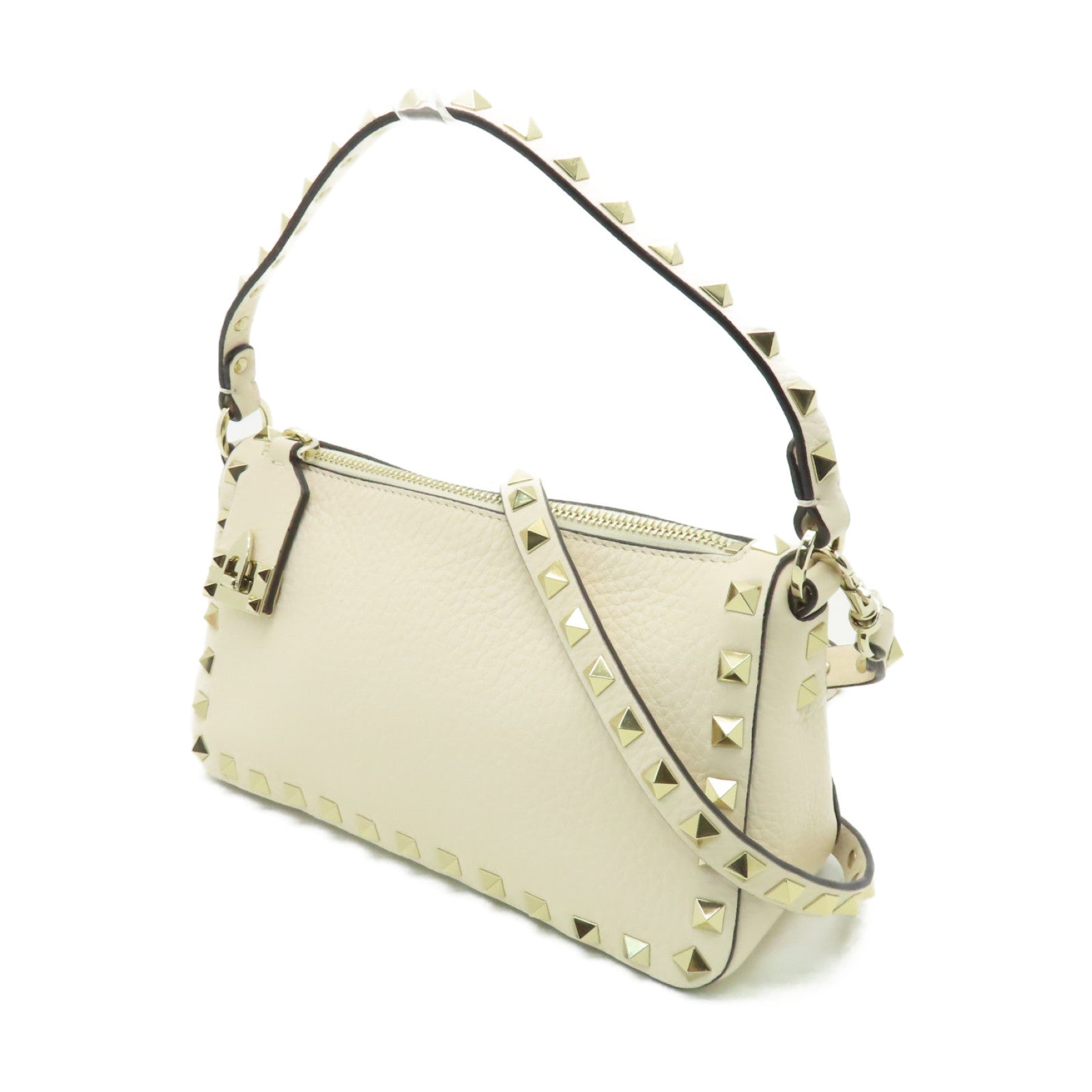 Valentino 皮革2way Shoulder Bag金扣手挽肩背兩用袋白色