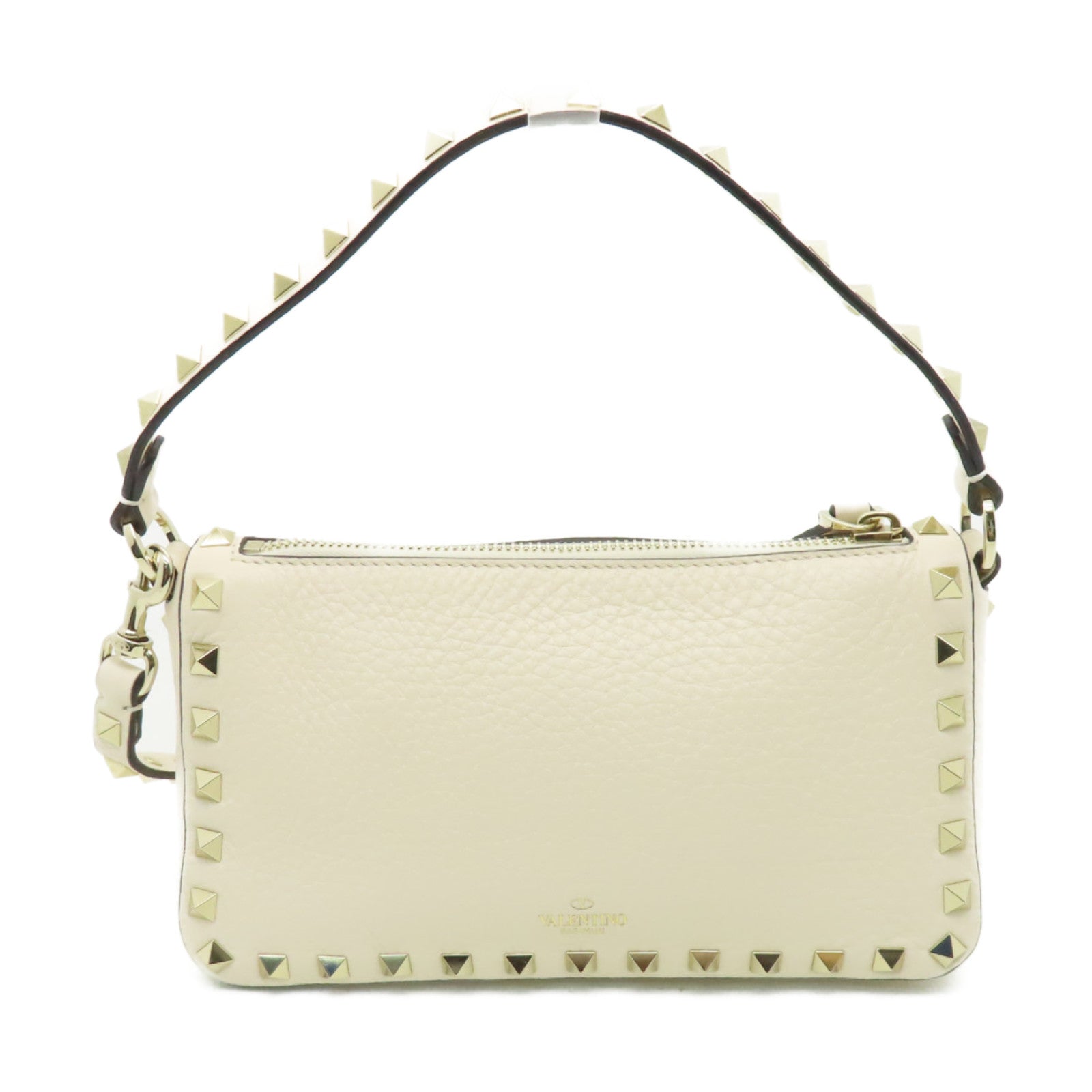 Valentino 皮革2way Shoulder Bag金扣手挽肩背兩用袋白色