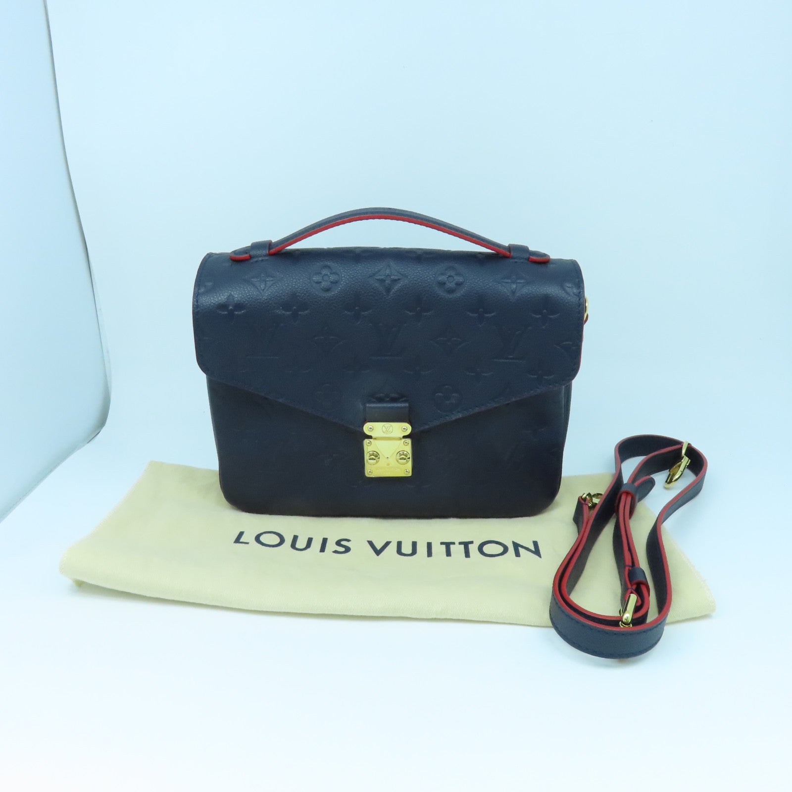 LOUIS VUITTON Mono-Empreinte Pochette Metis Gold Buckle Shoulder Bag Blue