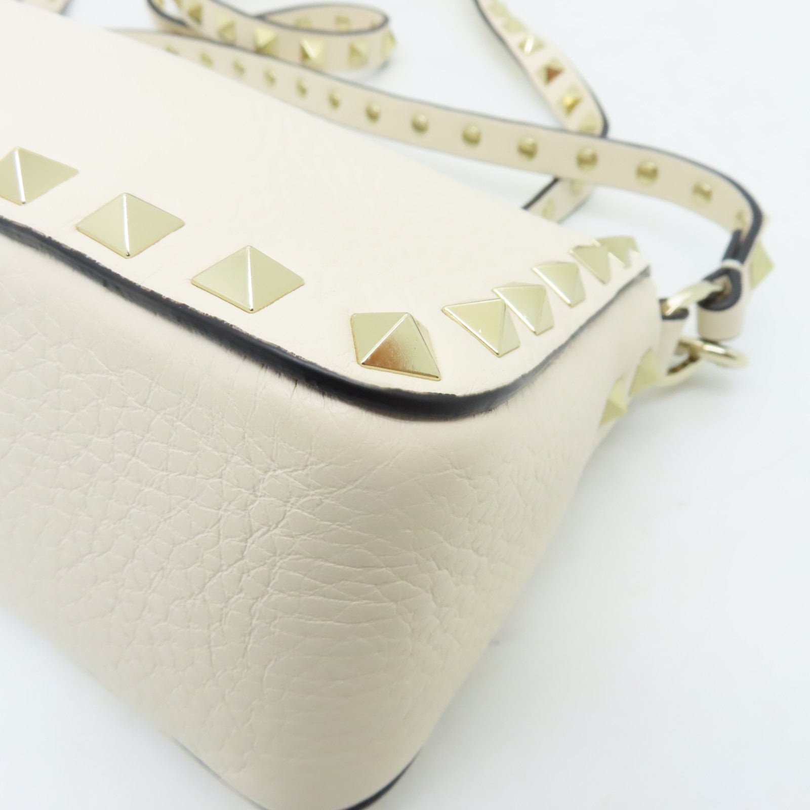 Valentino 皮革2way Shoulder Bag金扣手挽肩背兩用袋白色