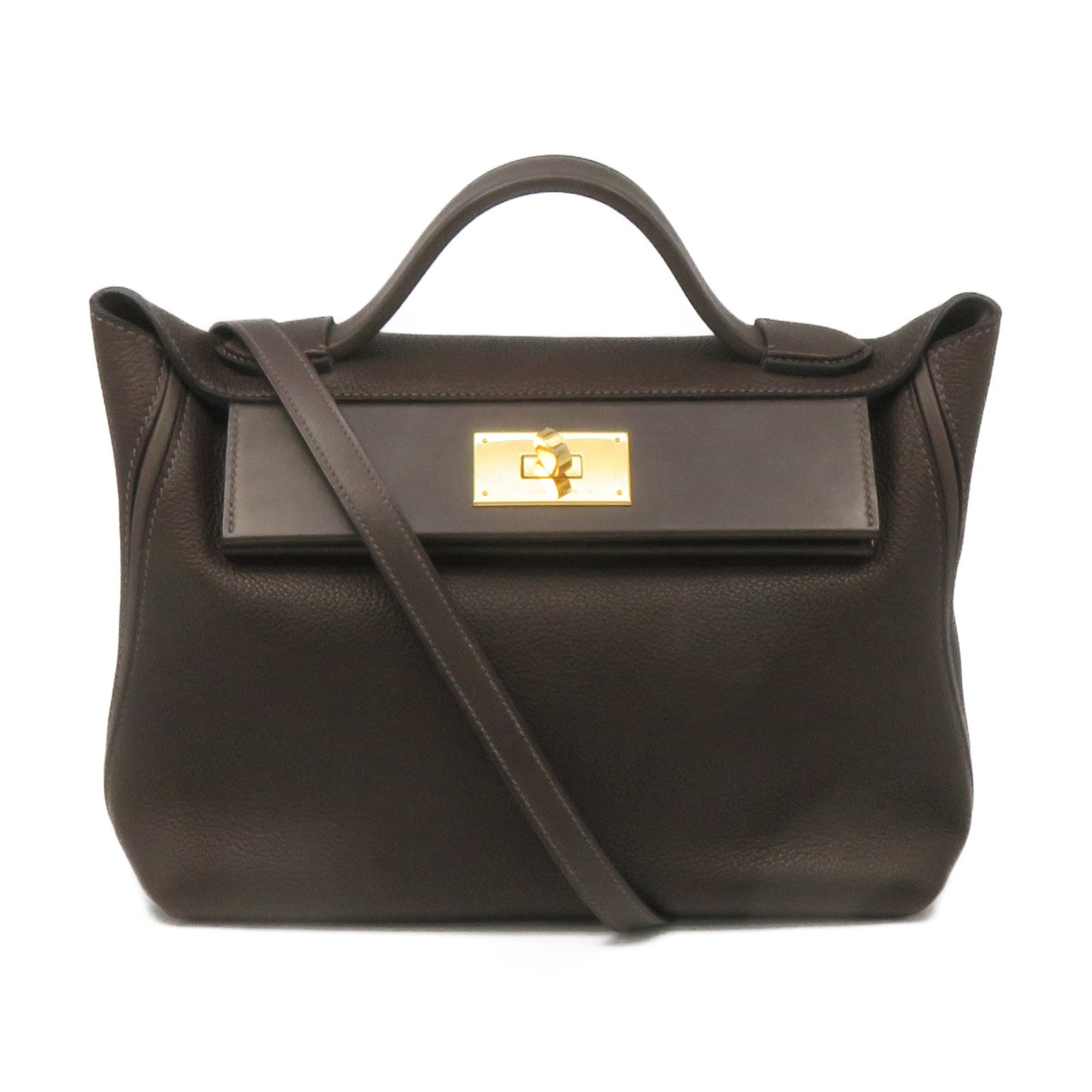 HERMES Togo皮革24/24 29cm 2Way Shoulder Bag金扣手挽肩背兩用袋Two Tone啡色