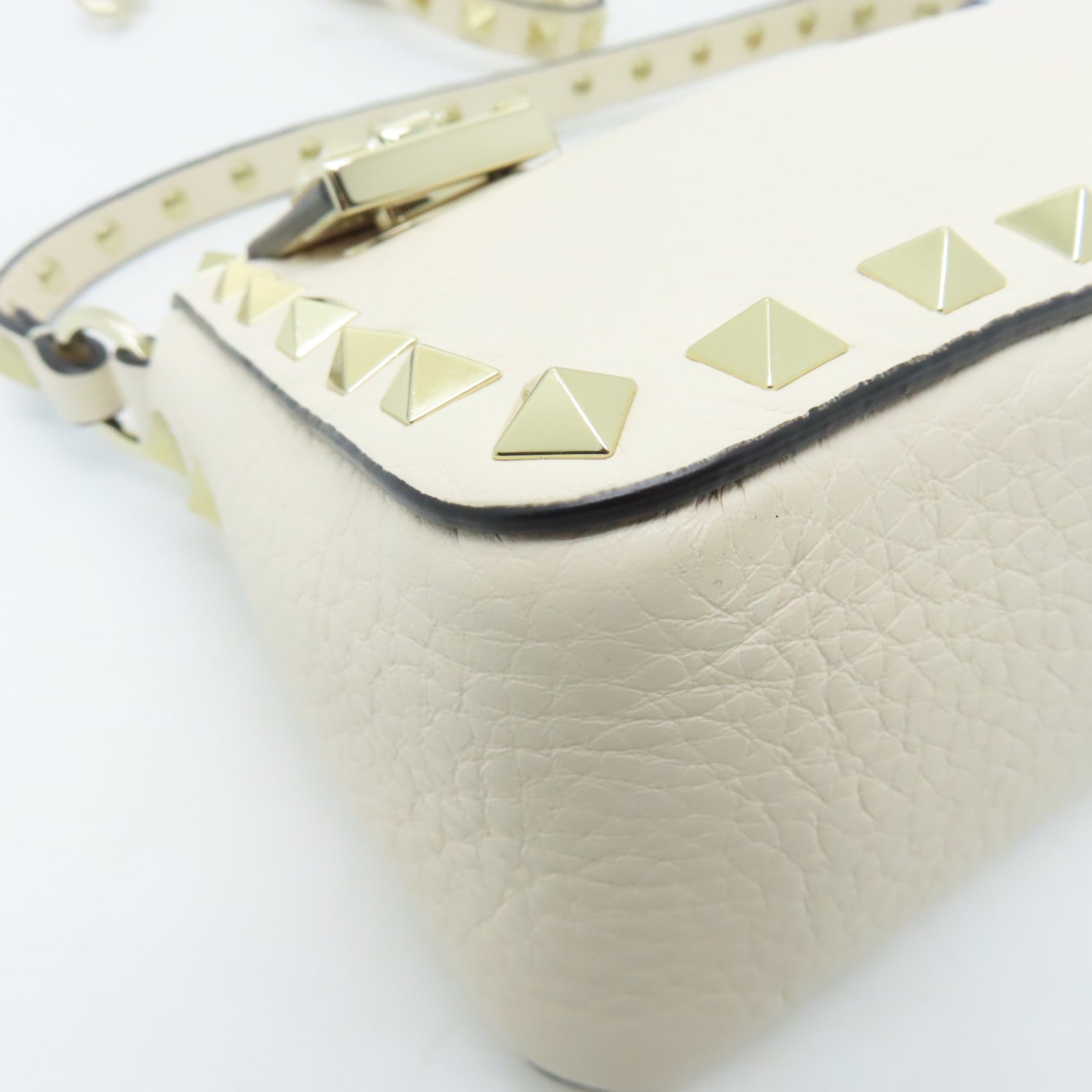 Valentino 皮革2way Shoulder Bag金扣手挽肩背兩用袋白色