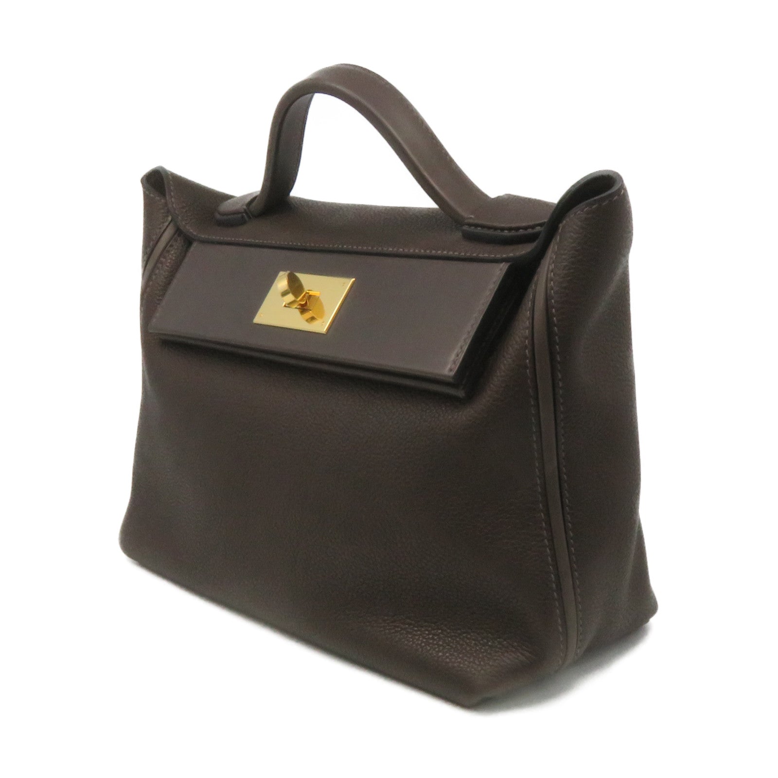 HERMES Togo皮革24/24 29cm 2Way Shoulder Bag金扣手挽肩背兩用袋Two Tone啡色