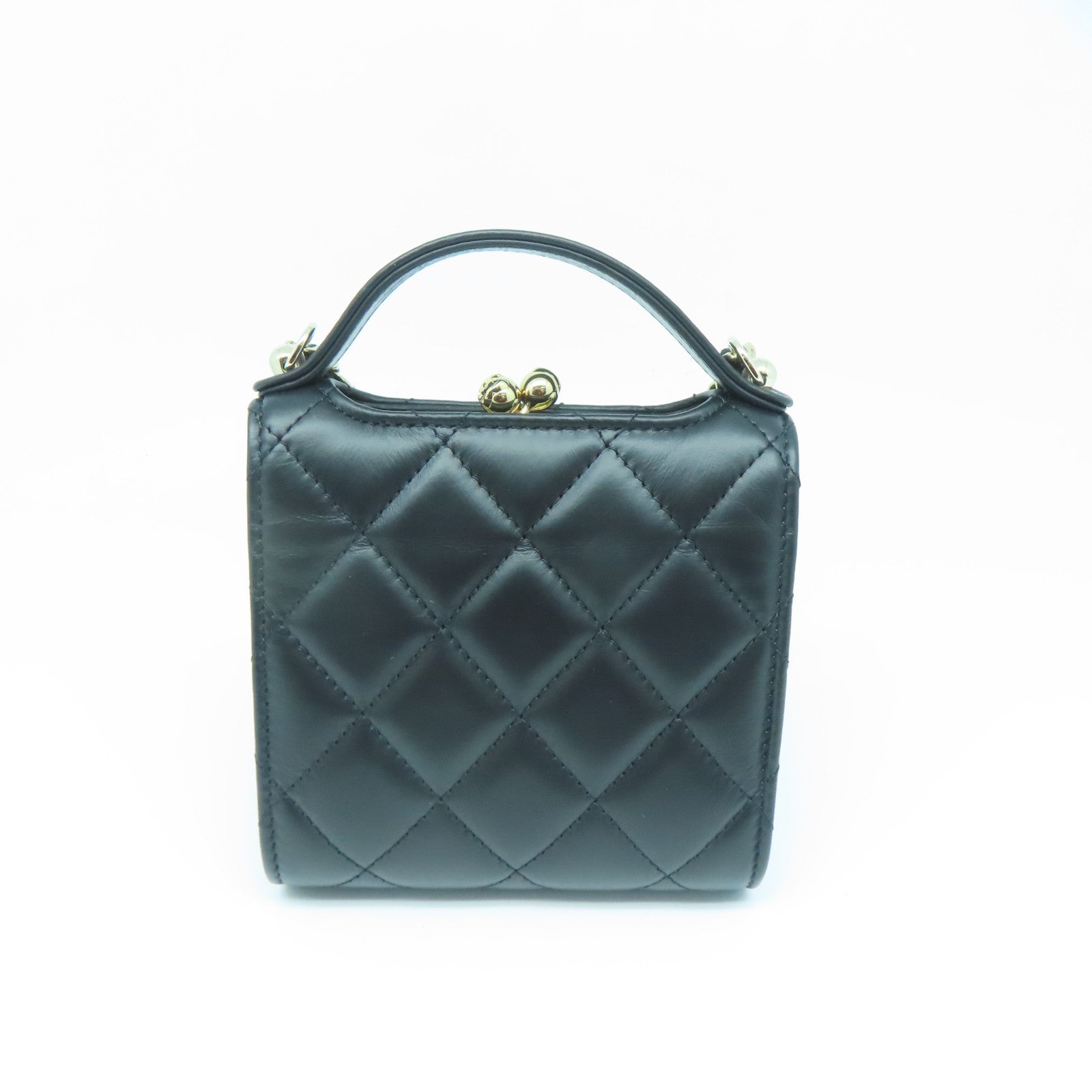 CHANEL 菱格牛皮皮革Chain Shoulder Bag金扣链带肩背袋黑色