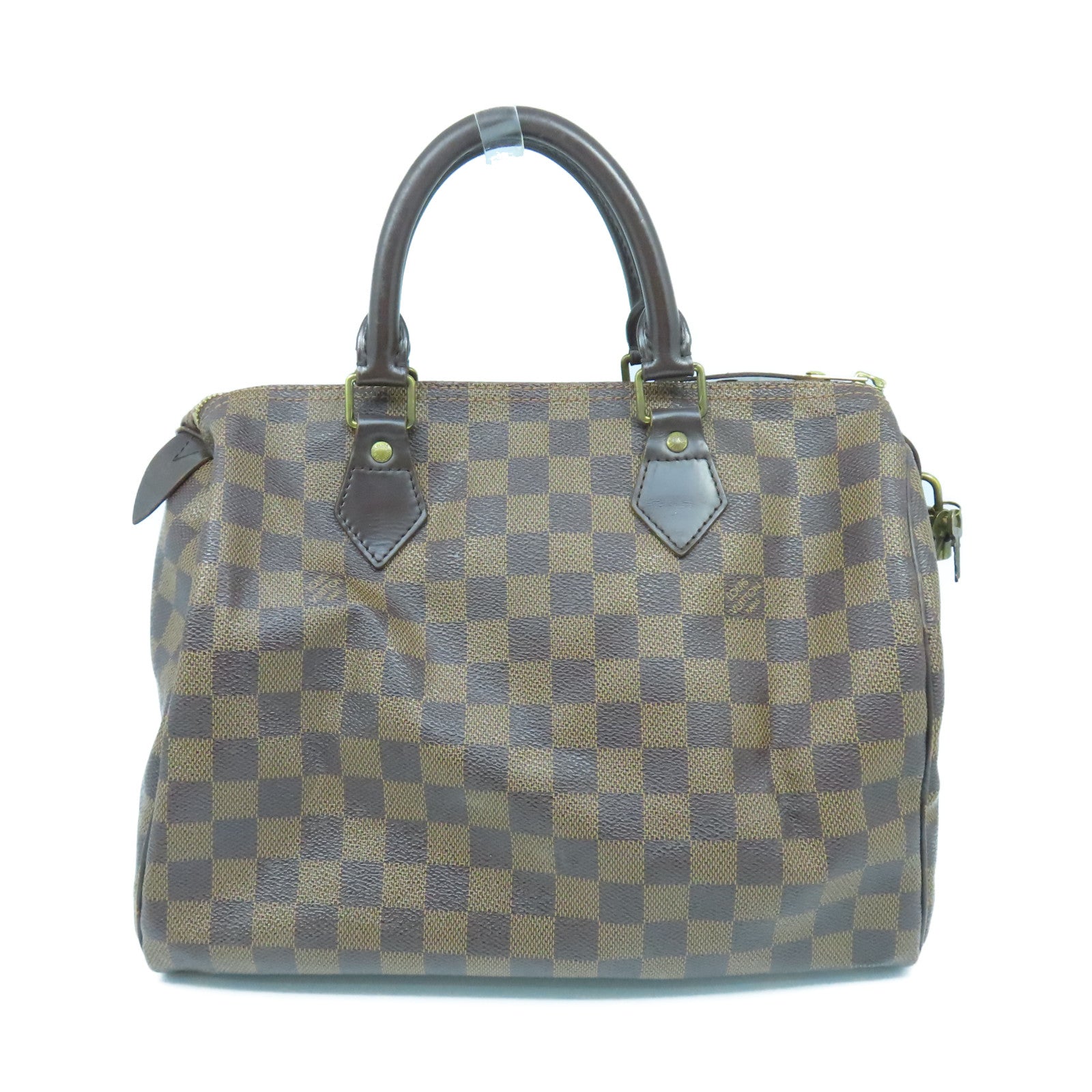 LOUIS VUITTON Damier Speedy 30金扣手挽袋棕色