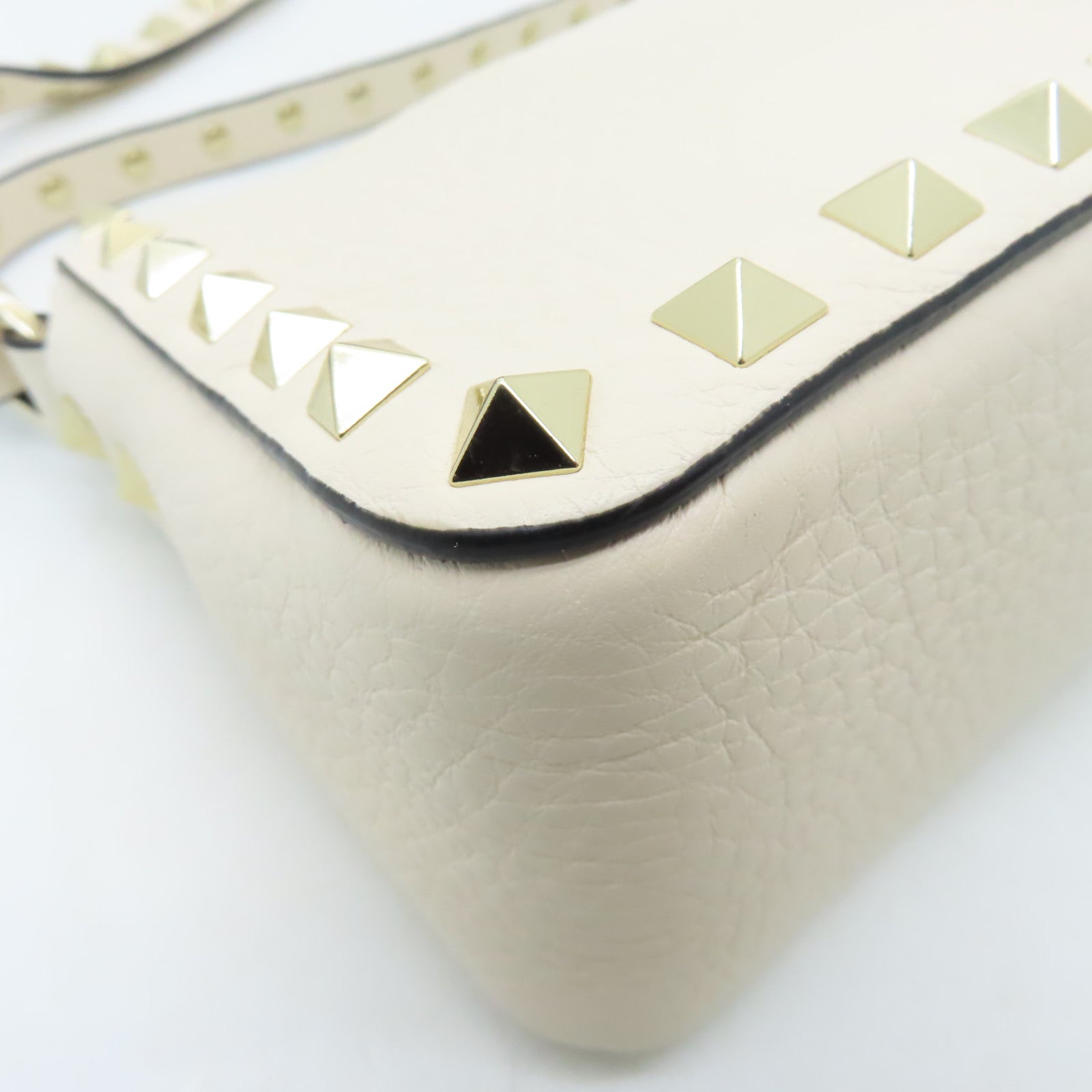 Valentino 皮革2way Shoulder Bag金扣手挽肩背兩用袋白色