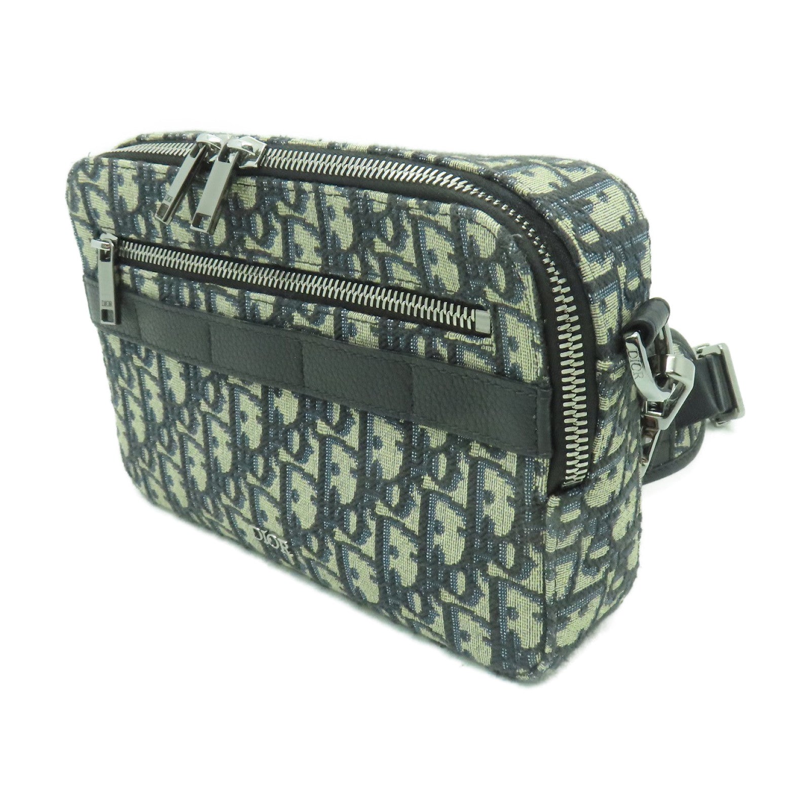 Dior 帆布Safari Bag銀扣肩背袋藍色