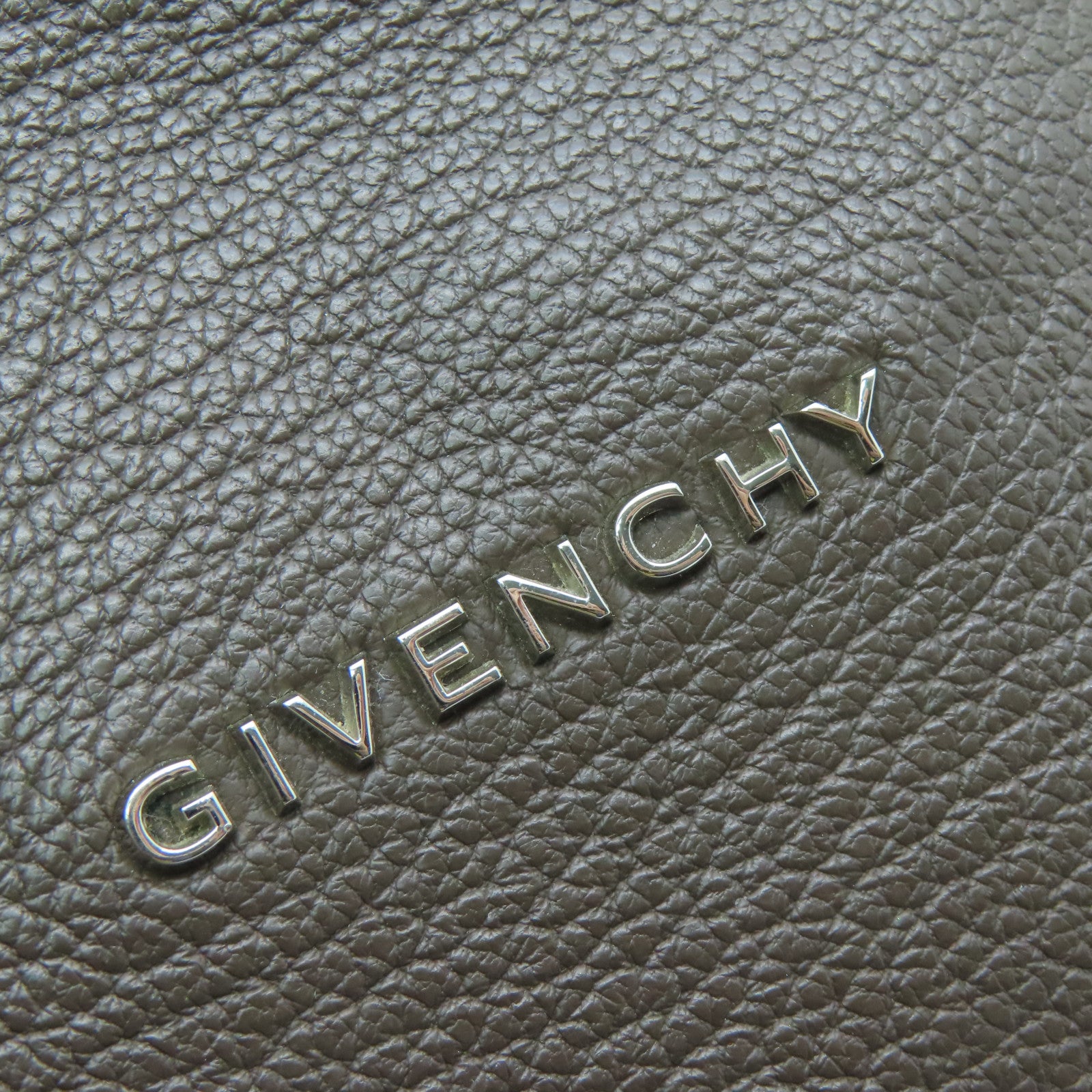 GIVENCHY Cowhide Leather 2way Shoulder Bag Silver Buckle Handle Shoulder Bag Brown