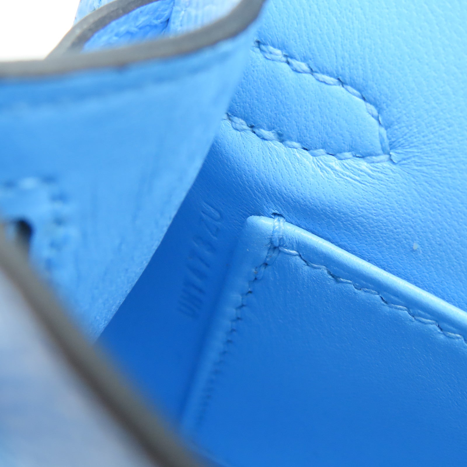 HERMES Epsom Leather Mini Kelly Silver Buckle Handle Shoulder Bag Bleu Azteque Water Blue