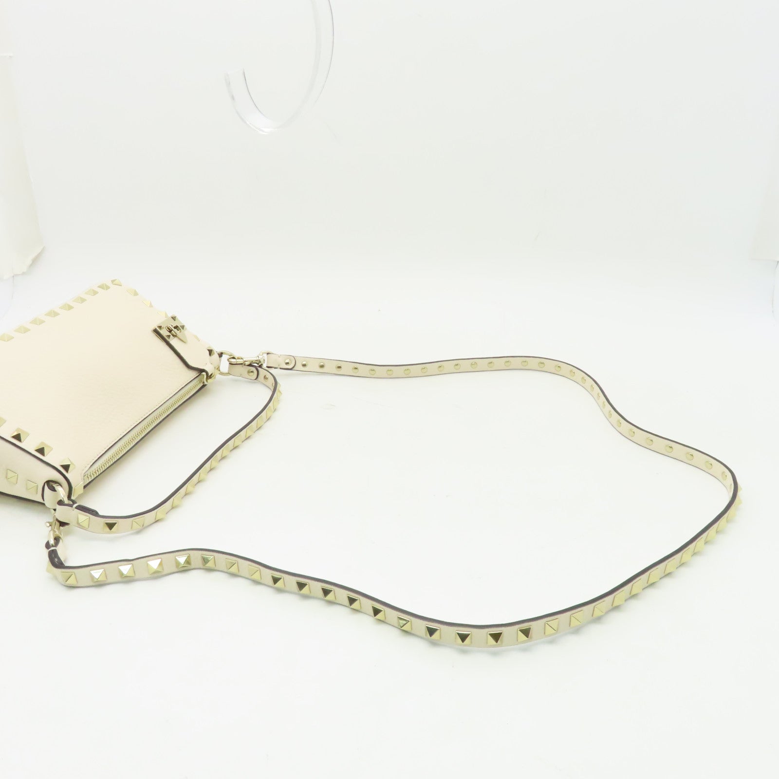 Valentino 皮革2way Shoulder Bag金扣手挽肩背兩用袋白色