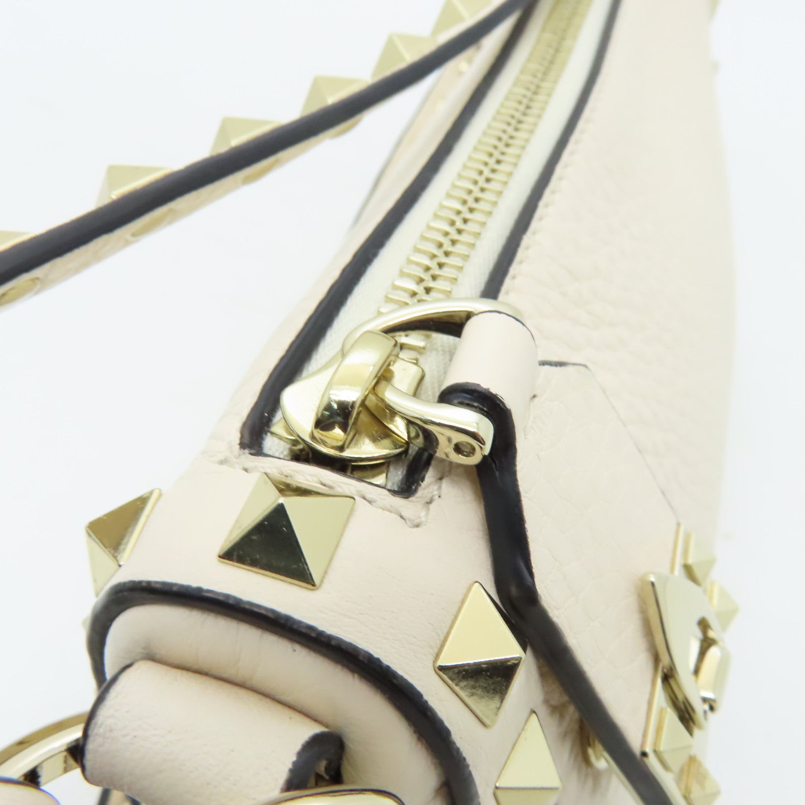 Valentino 皮革2way Shoulder Bag金扣手挽肩背兩用袋白色