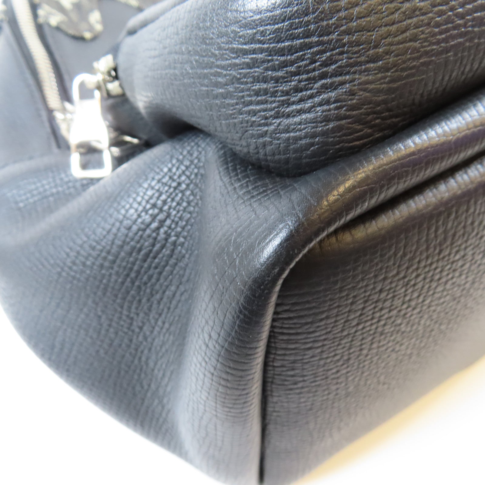LOUIS VUITTON 牛仔布/牛皮皮革Multipocket Backpack銀扣背包黑色/灰色