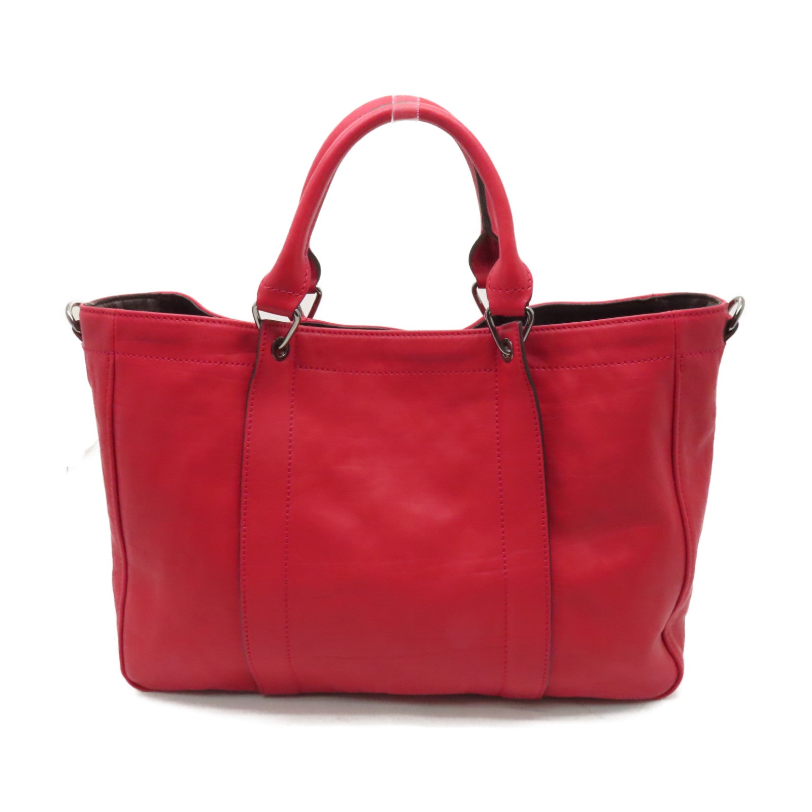 Longchamp 牛皮皮革2way Shoulder Bag銀扣手挽肩背兩用袋紅色