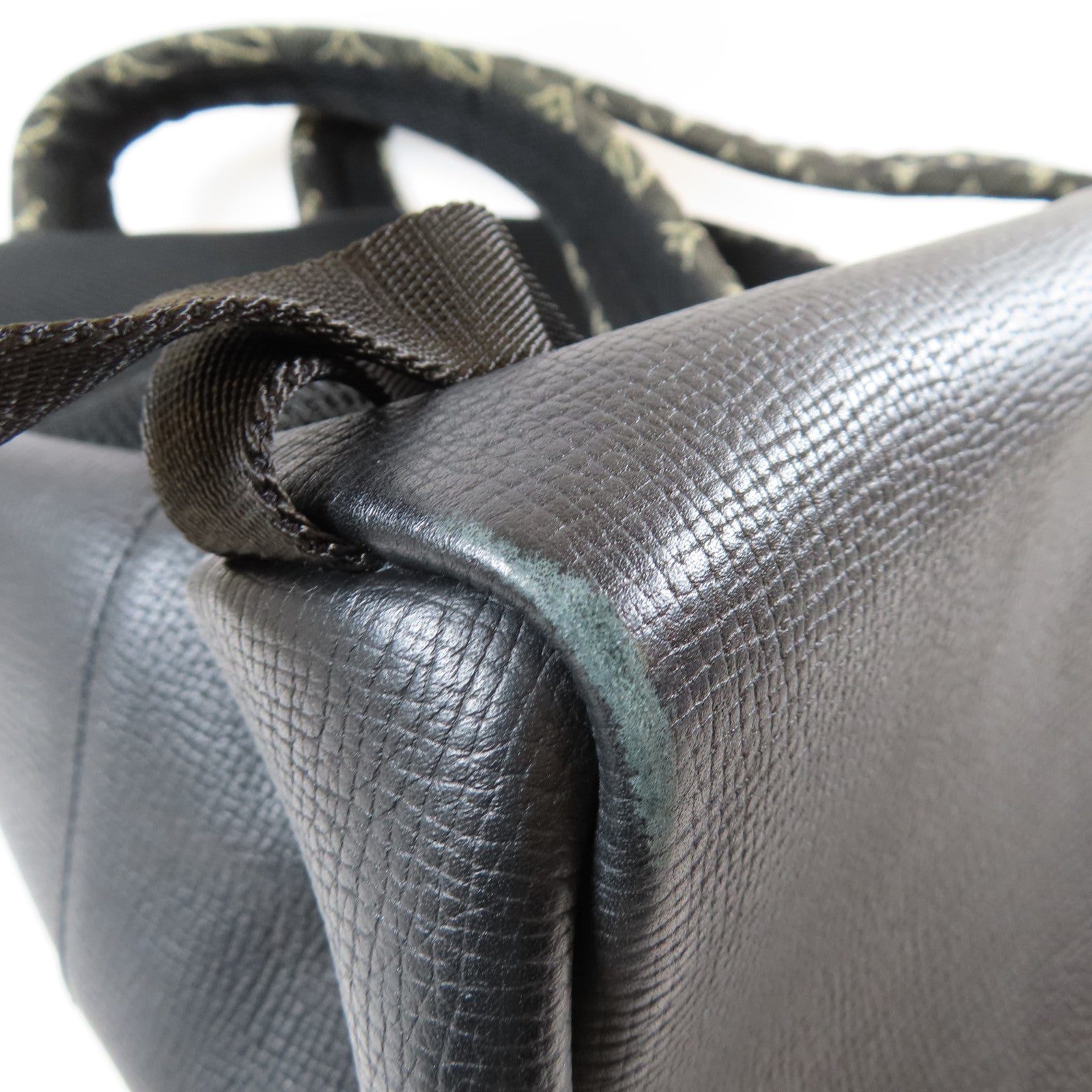 LOUIS VUITTON 牛仔布/牛皮皮革Multipocket Backpack銀扣背包黑色/灰色