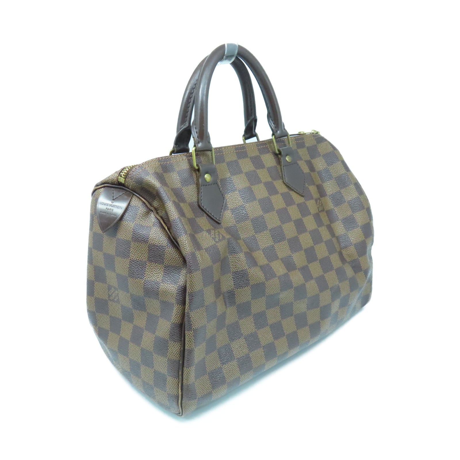 LOUIS VUITTON Damier Speedy 30金扣手挽袋棕色