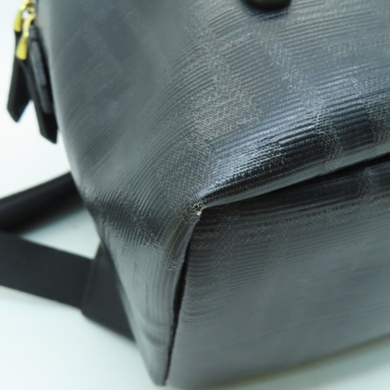 FENDI Coated Canvas Mini BackPack Gold Buckle Backpack Black