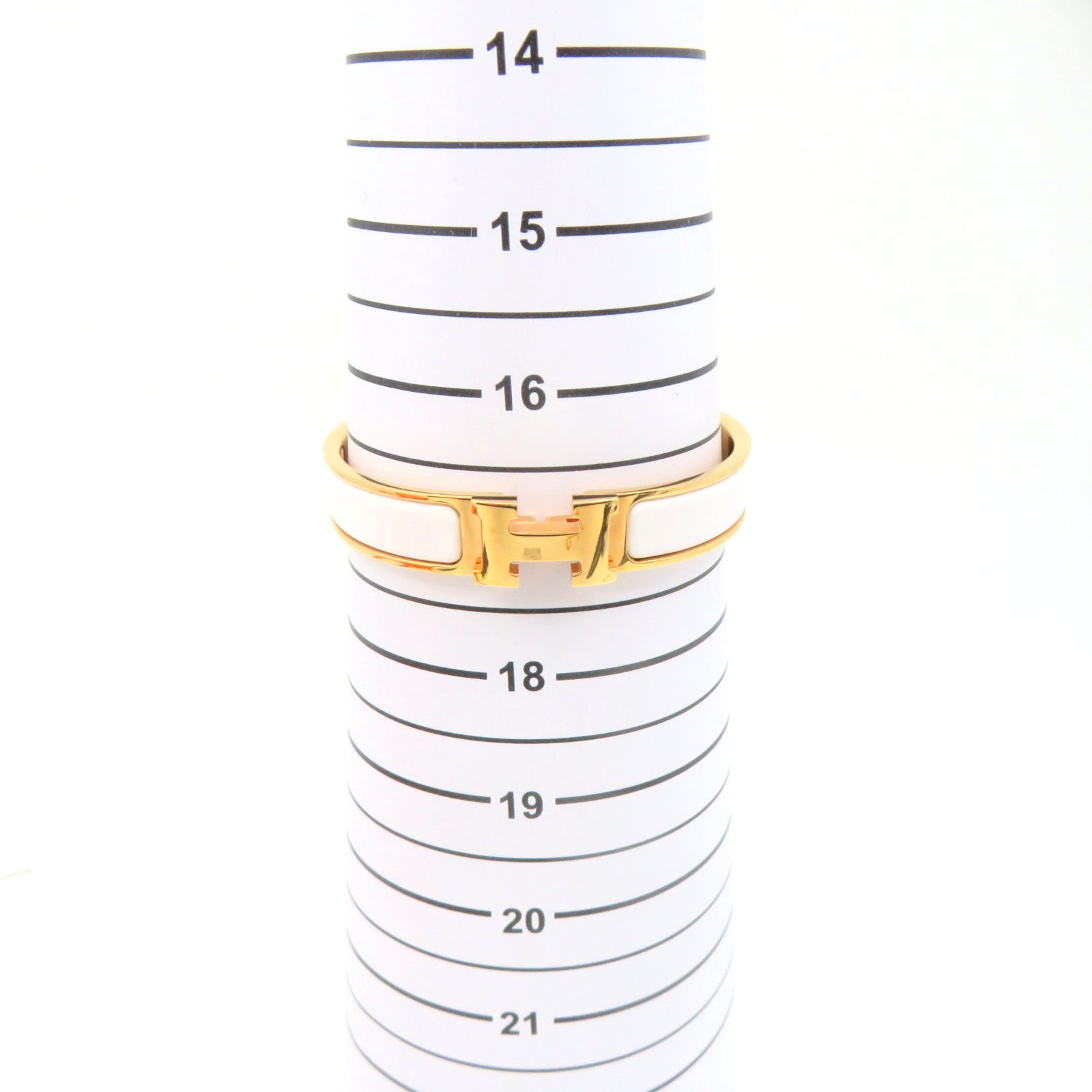 HERMES 金属/陶瓷Clic-Clac H Bracelet金扣手链金色/白色