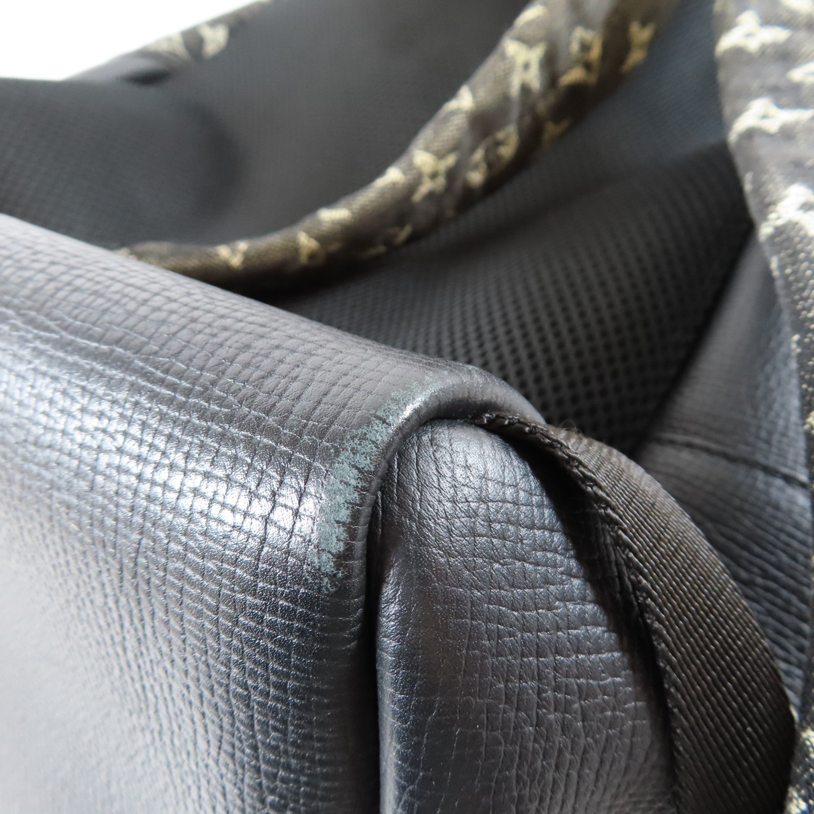 LOUIS VUITTON 牛仔布/牛皮皮革Multipocket Backpack銀扣背包黑色/灰色