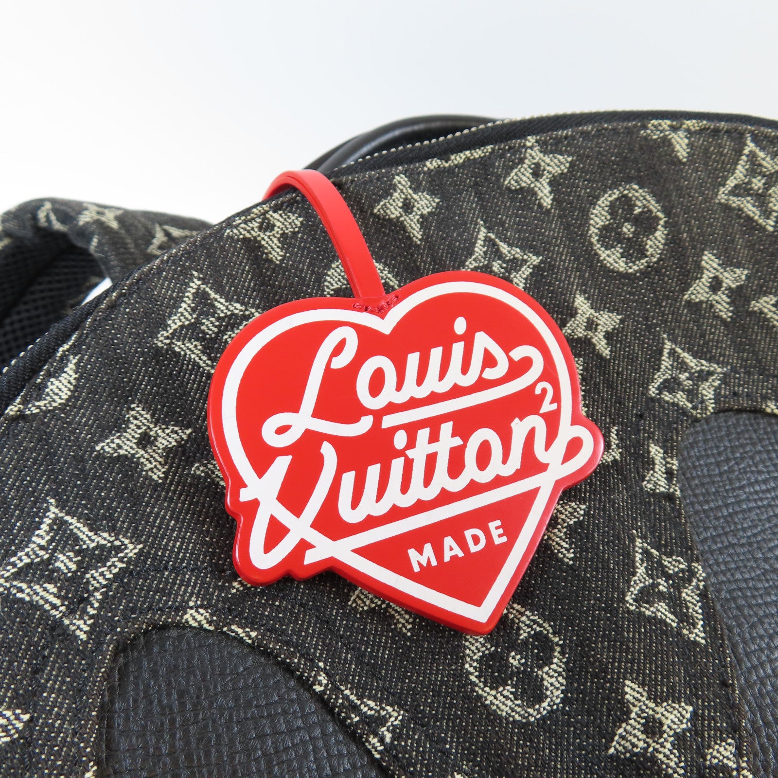 LOUIS VUITTON 牛仔布/牛皮皮革Multipocket Backpack銀扣背包黑色/灰色