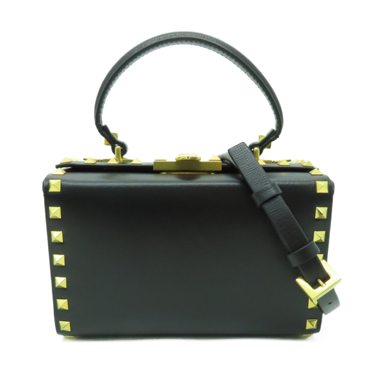 Valentino 牛皮皮革2way Shoulder Bag金扣手挽肩背兩用袋黑色