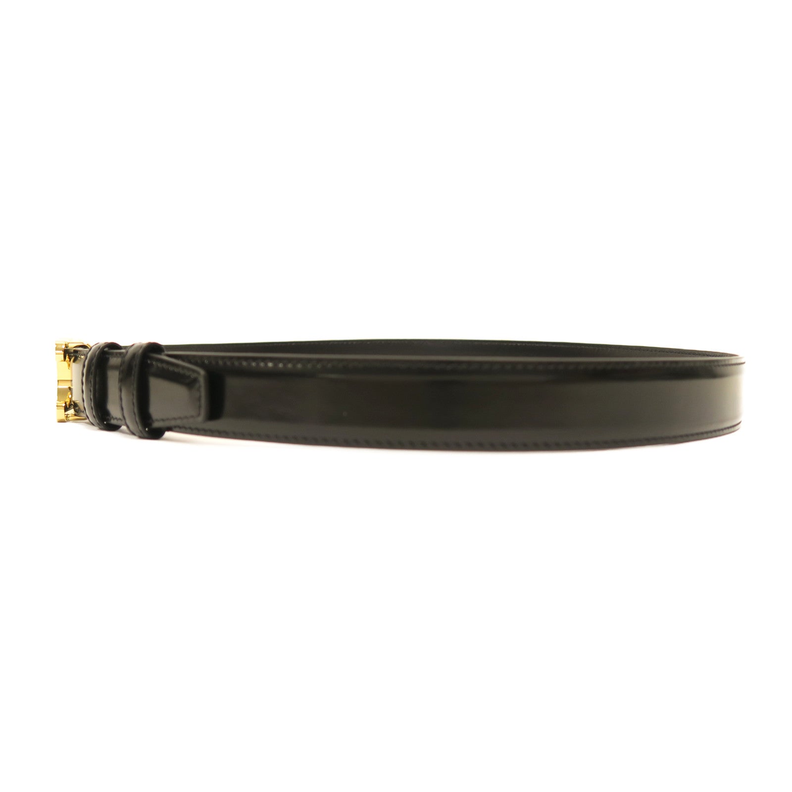 CELINE 牛皮皮革Triomphe Belt金扣皮帶黑色