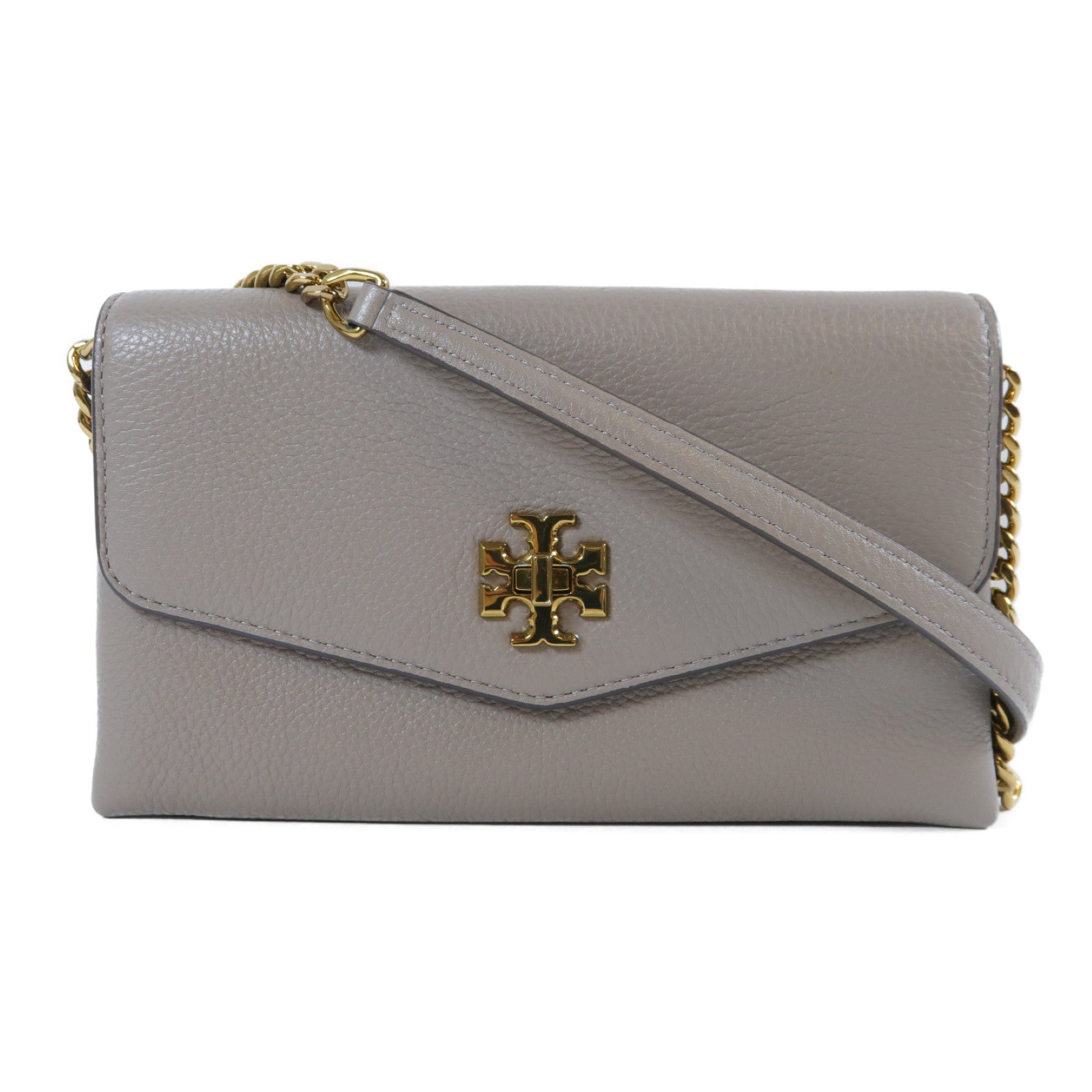 Tory Burch 牛皮皮革Chain Shoulder Bag金扣鏈帶肩背袋灰色