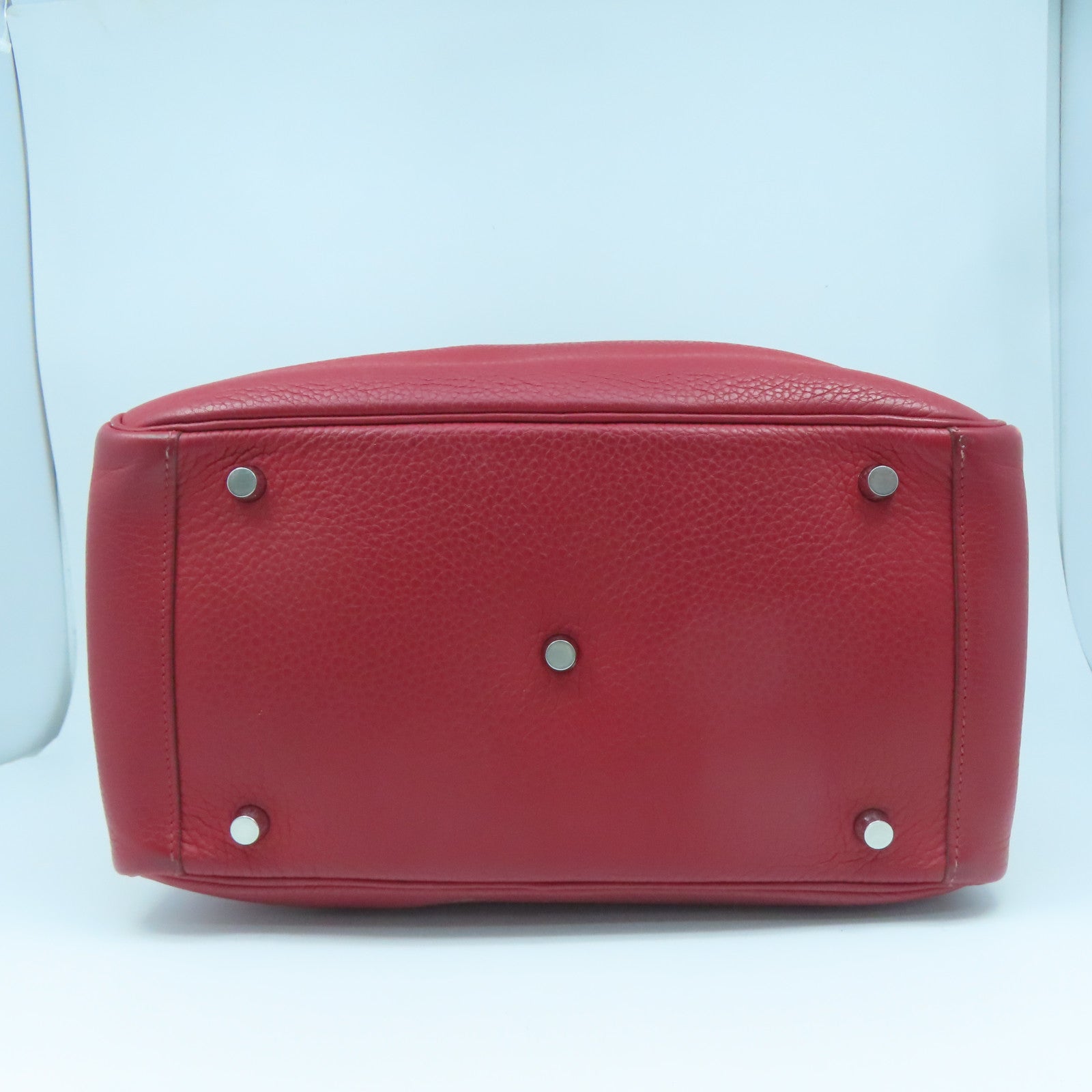 HERMES Clemence leather Lindy 30 silver buckle handle shoulder shoulder bag dark red