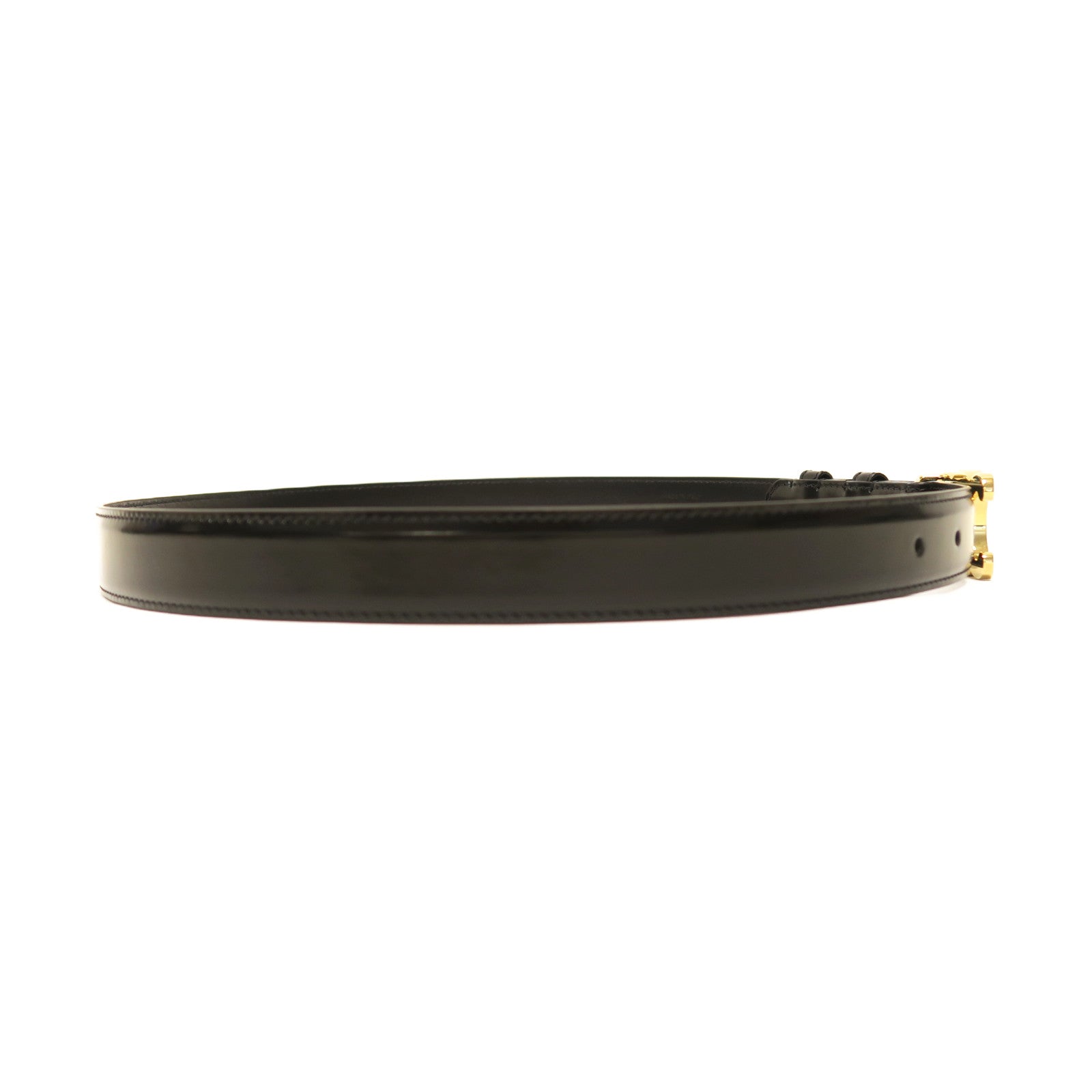CELINE 牛皮皮革Triomphe Belt金扣皮帶黑色