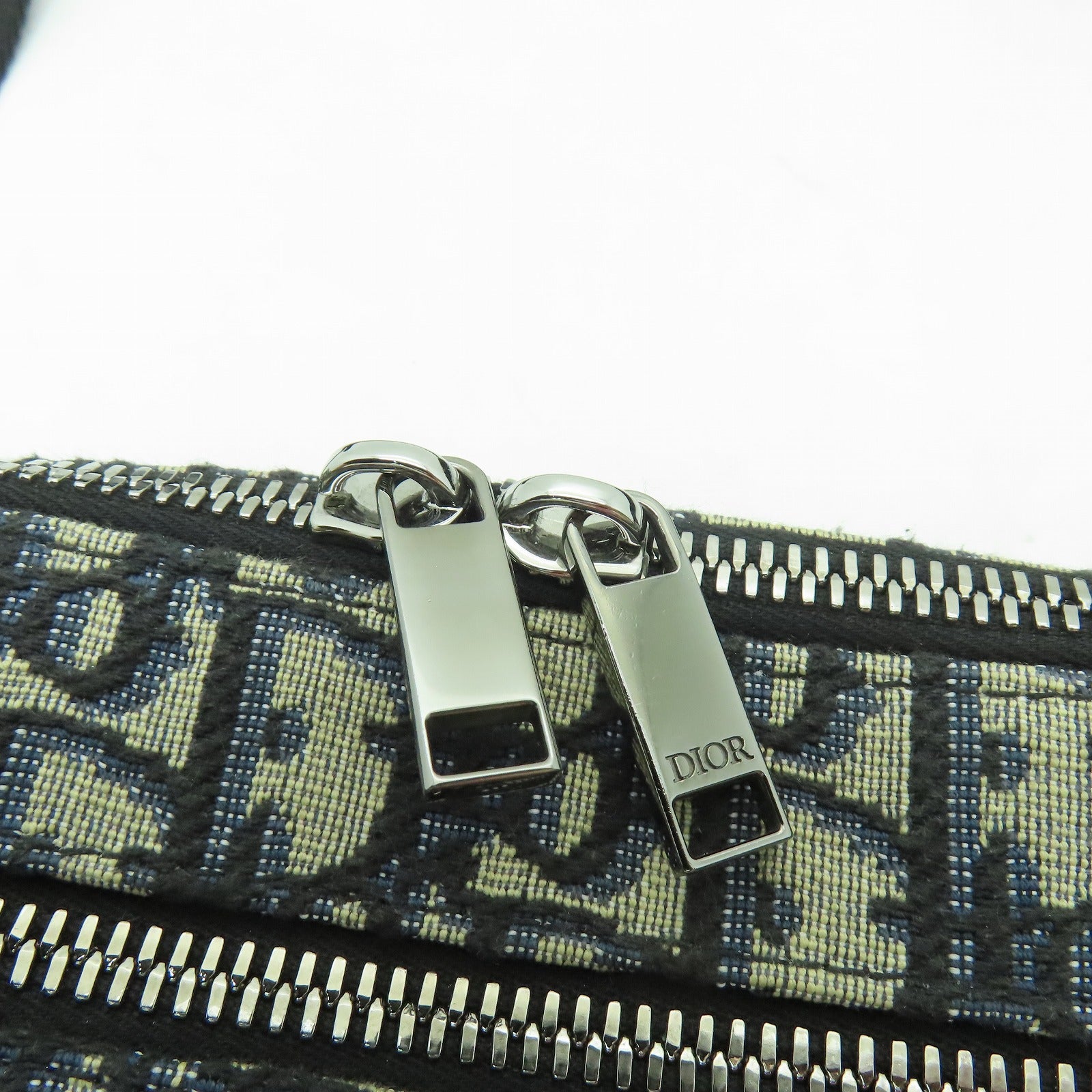Dior 帆布Safari Bag銀扣肩背袋藍色