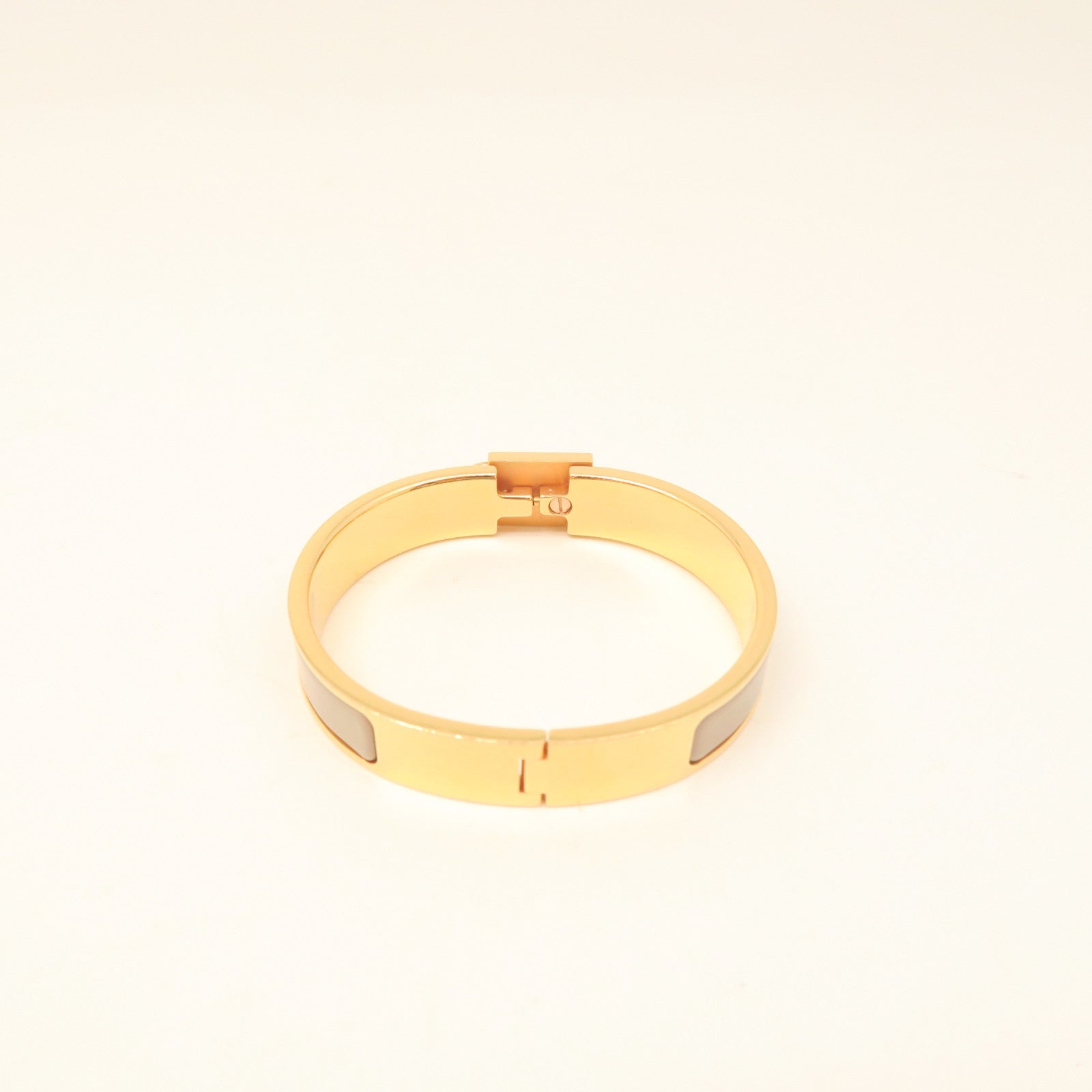 HERMES Metal Clic Cadenas Gold Buckle Bracelet Gold/Grey