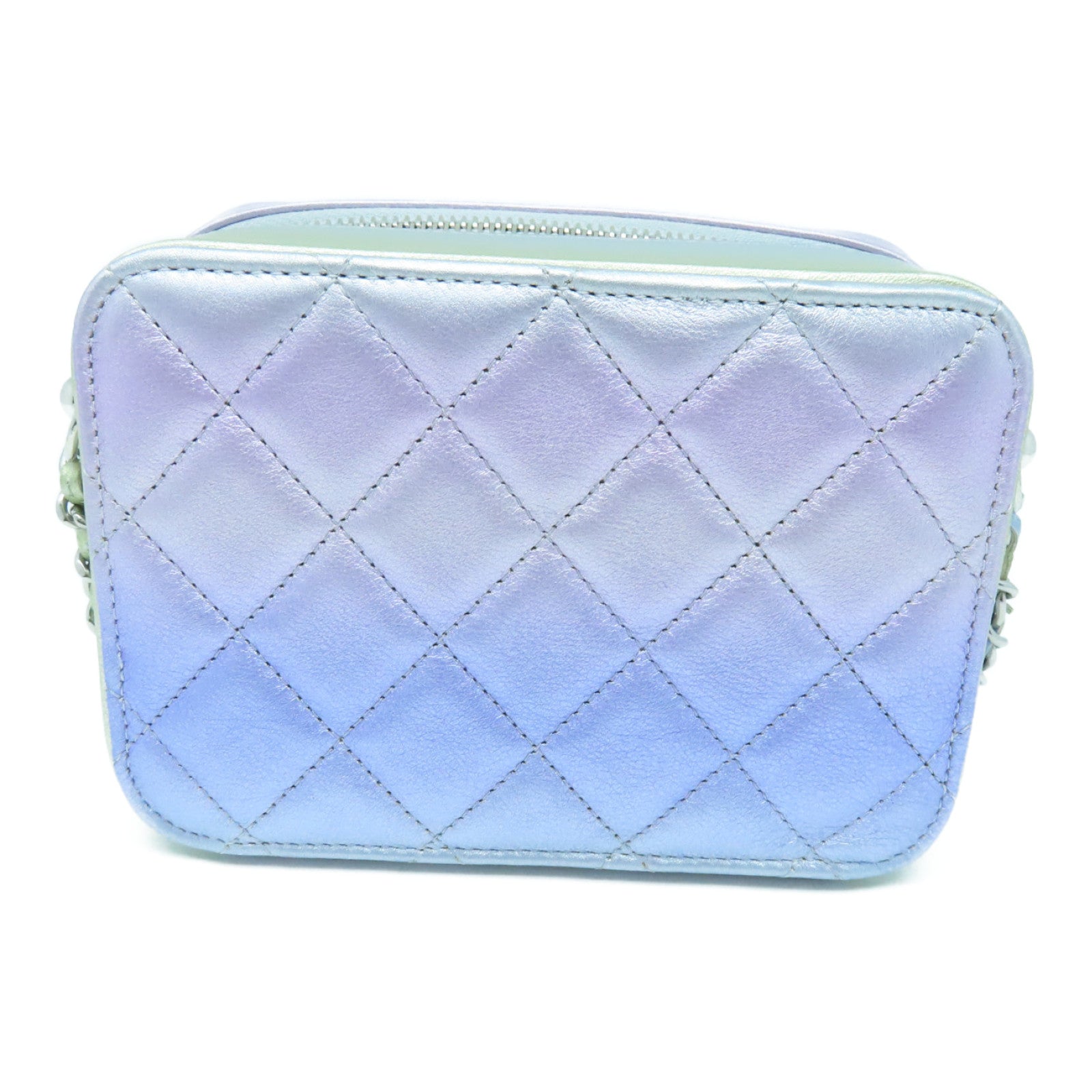 CHANEL 菱格牛皮皮革Vanity Bag银扣链带肩背袋彩虹色