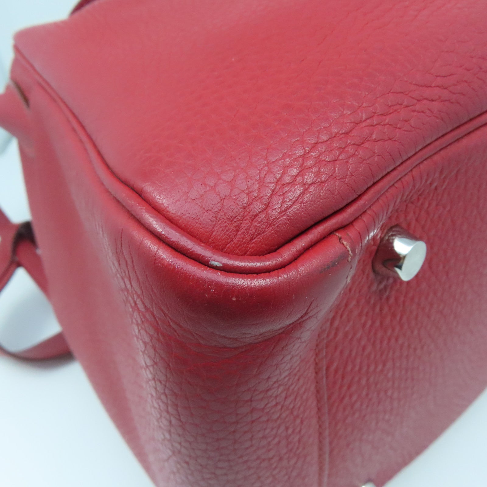 HERMES Clemence leather Lindy 30 silver buckle handle shoulder shoulder bag dark red