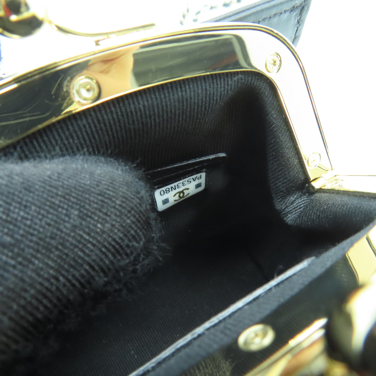 CHANEL 菱格牛皮皮革Chain Shoulder Bag金扣链带肩背袋黑色