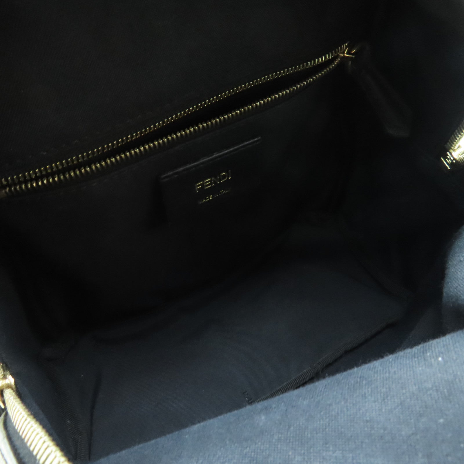 FENDI Coated Canvas Mini BackPack Gold Buckle Backpack Black